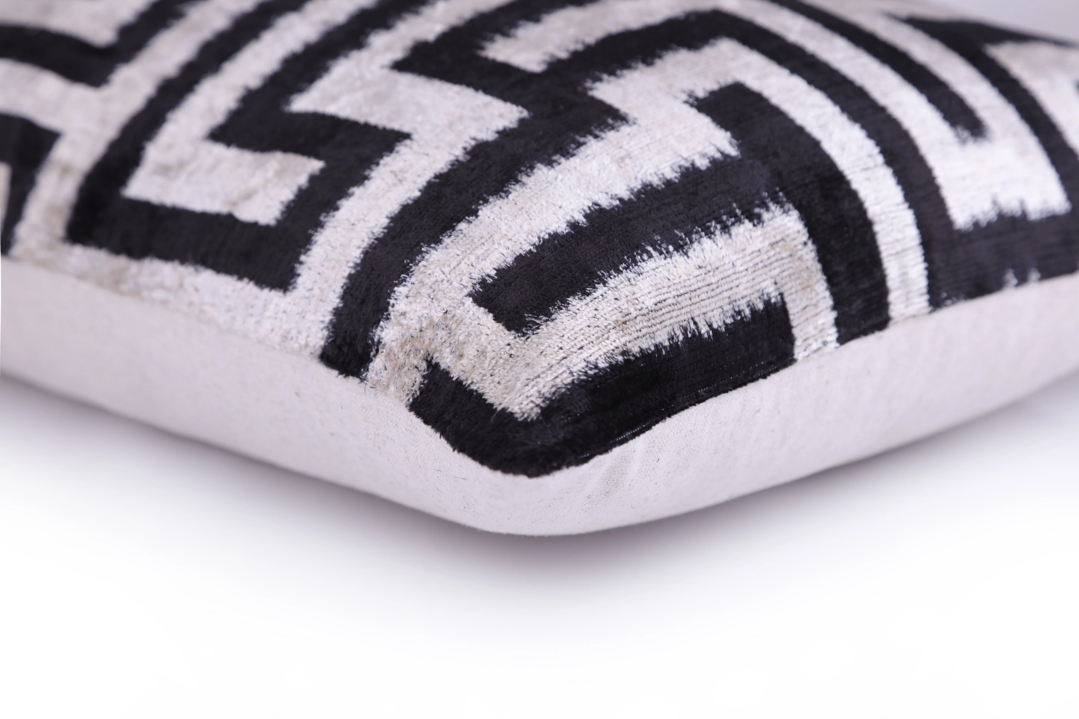 Black & White Geometric Velvet Throw Pillow | 16x24 Handmade Luxury Decor - Image 8