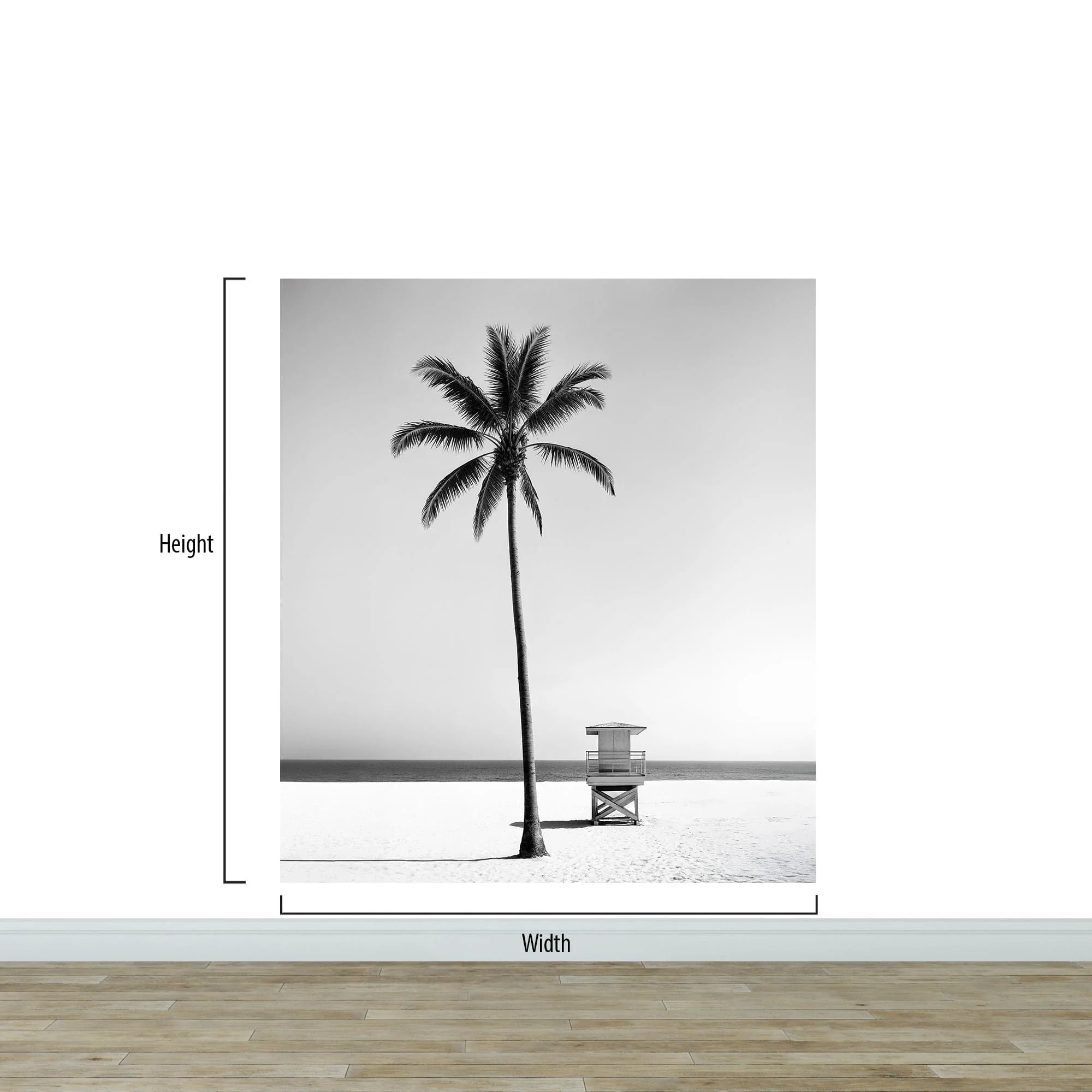 Black & White Tropical Palm Tree Beach Wallpaper Mural. #7015 - Image 8