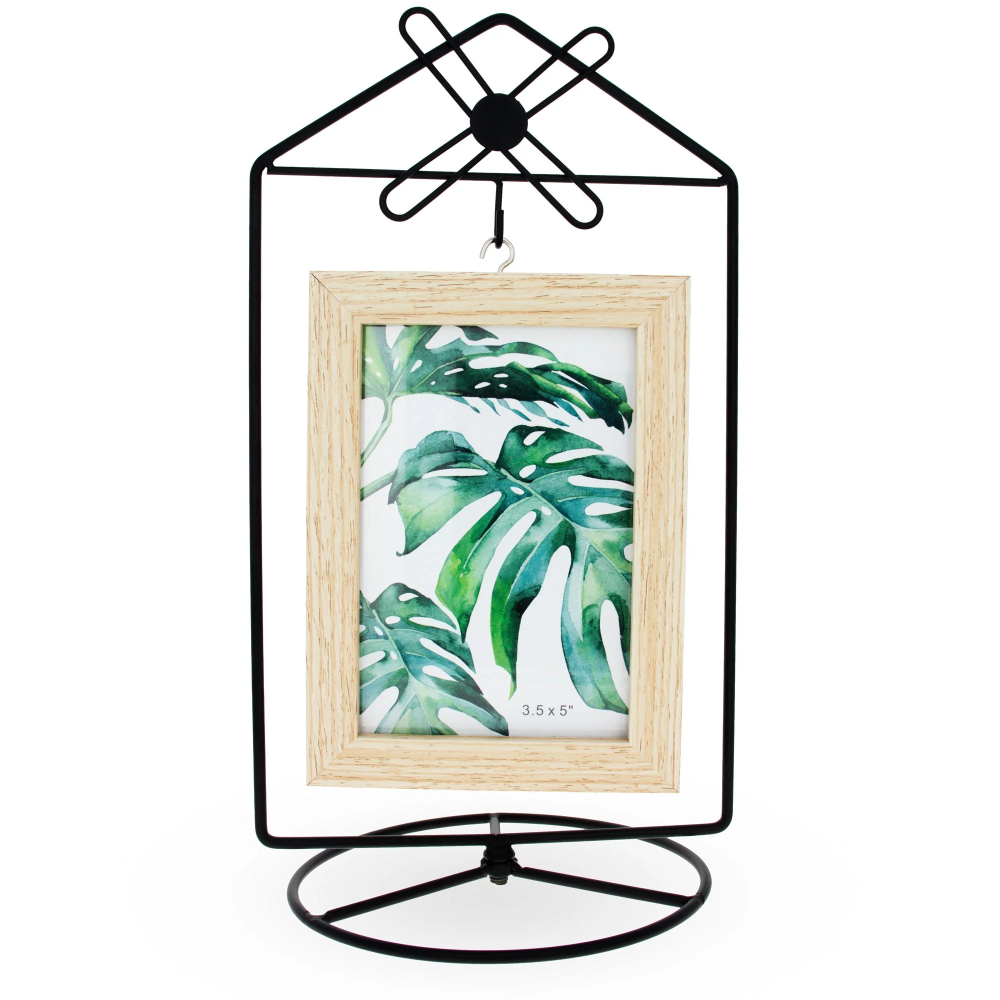 Black Windmill Roof House Hanging Photo Picture Frame and Metal Ornament Stand 10.15 Inches - Image 2