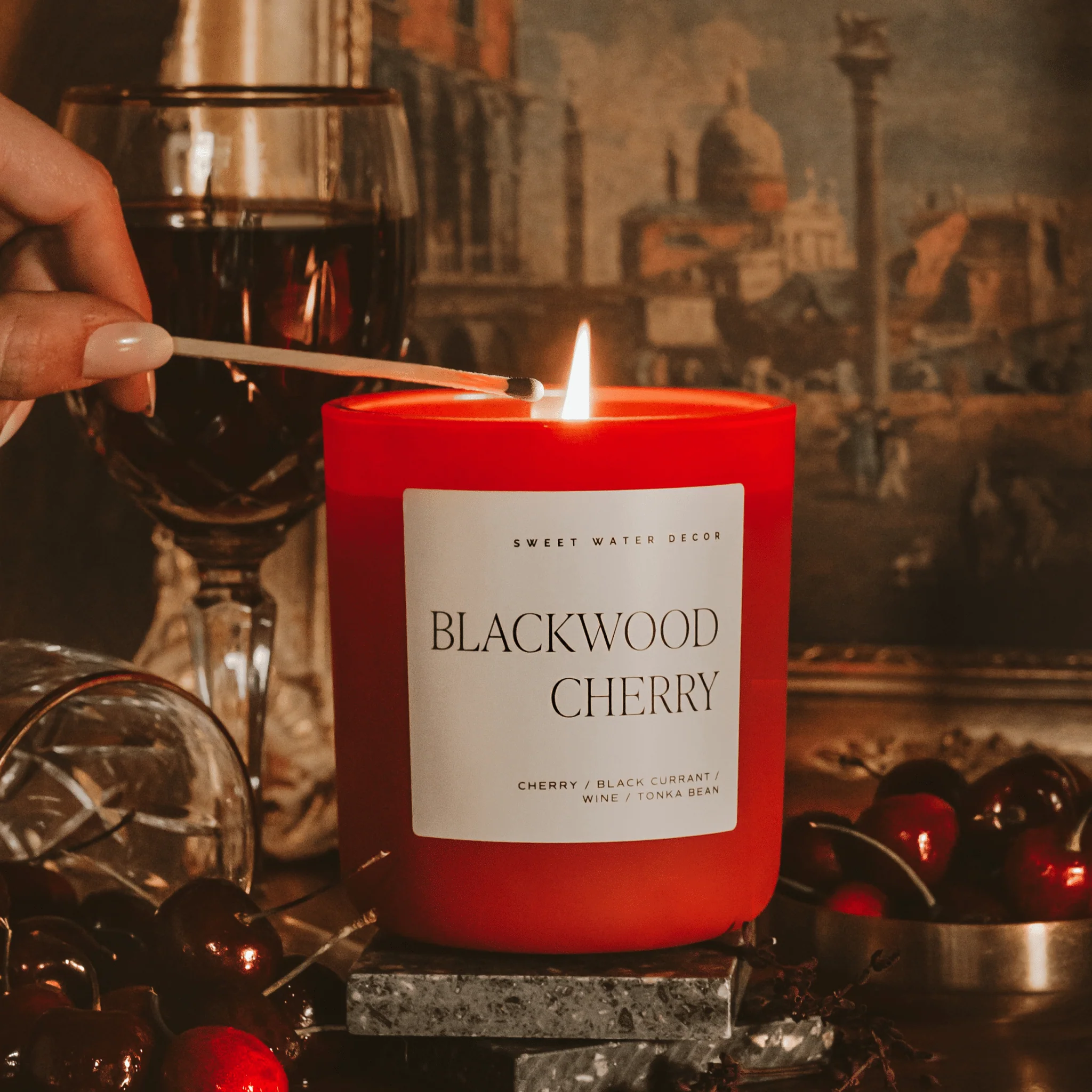 Blackwood Cherry Soy Candle - Red Matte Jar - 15 oz - Image 4