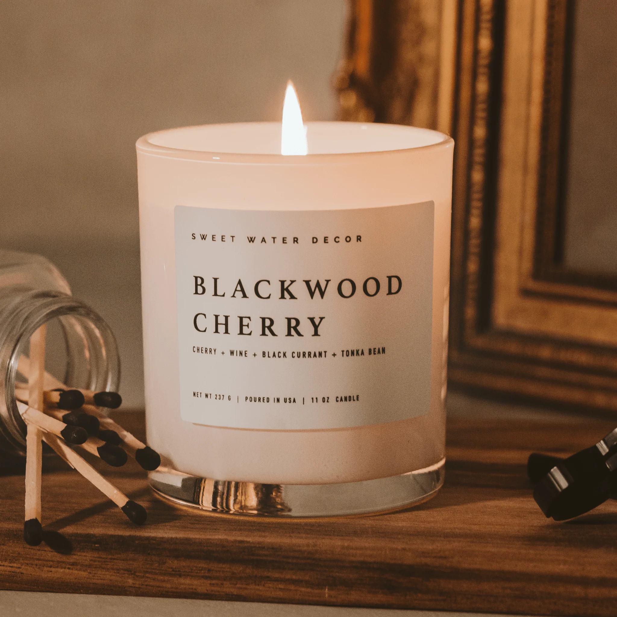 Blackwood Cherry Soy Candle - White Jar - 11 oz - Image 3