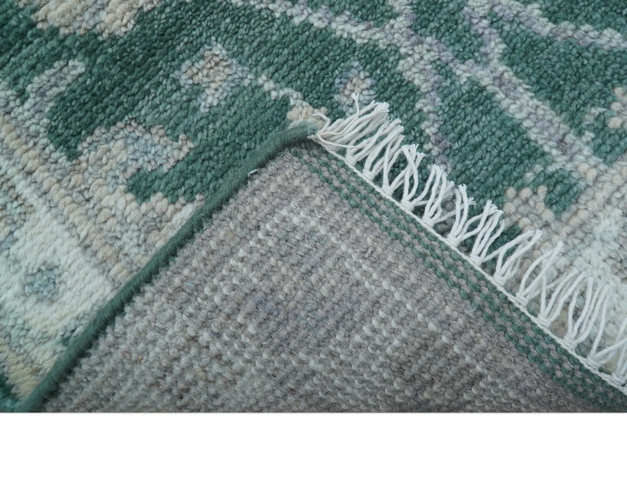 Bloom Traditional Oushak Design Teal 2.6x8.6 Hand Knotted Wool Rug - Image 6