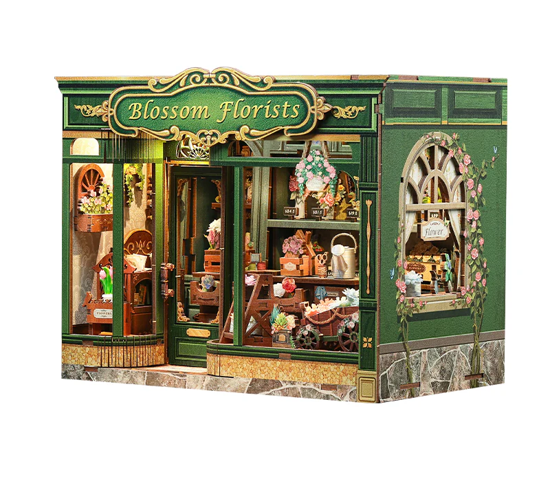 Blossom Florists Dollhouse Kit - Miniature Wizardi Roombox Kit with LED Light F07M51-97-GB403 - Image 2