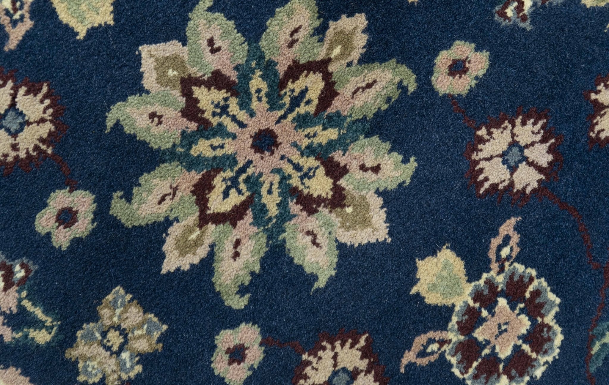 Blue And Beige Traditional Oriental Design Hand Knotted 2.5x8 wool area rug - Image 4
