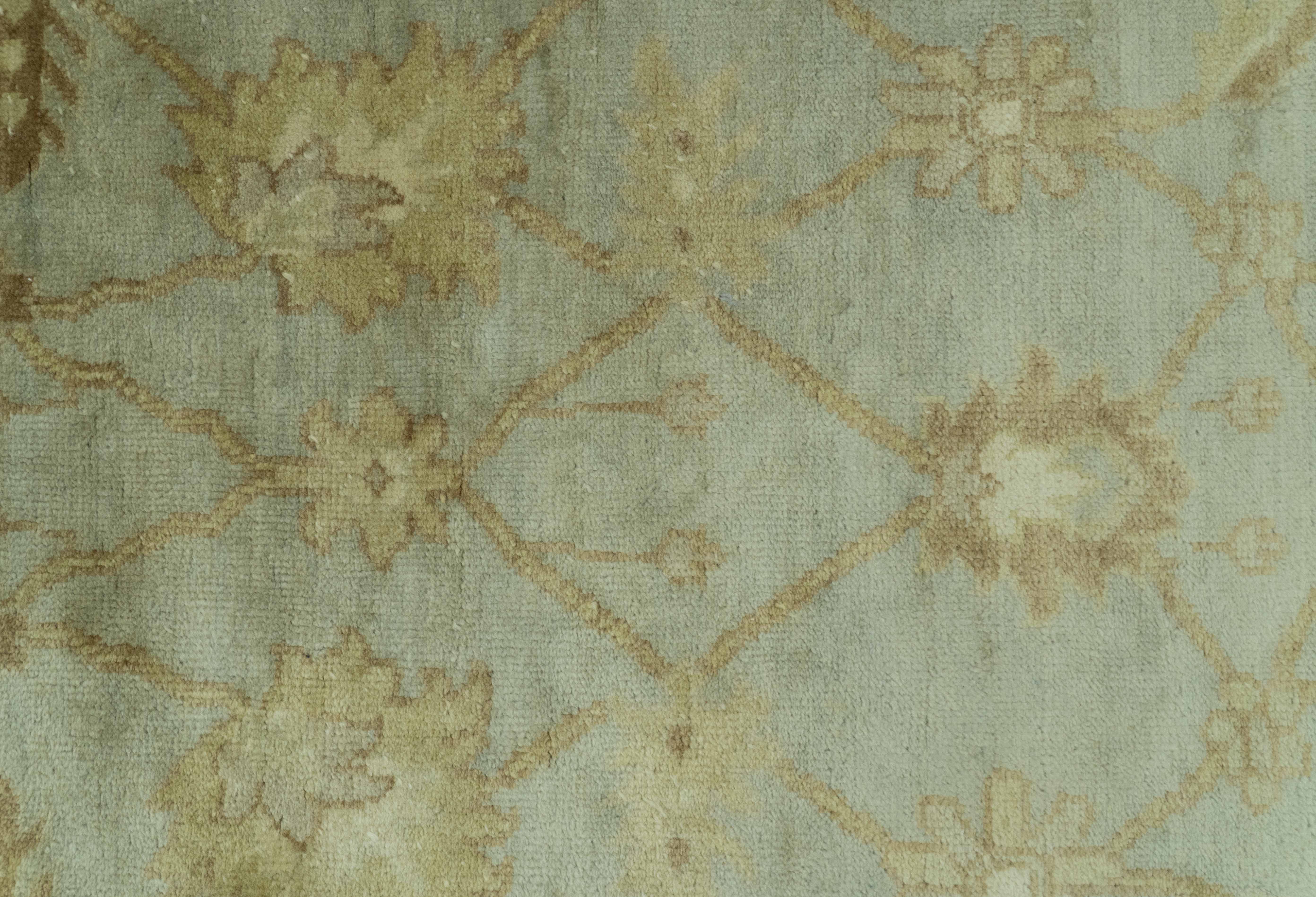 Blue And Brown Traditional Oushak Design 4x6 Hand Knotted Wool Area Rug - Image 8