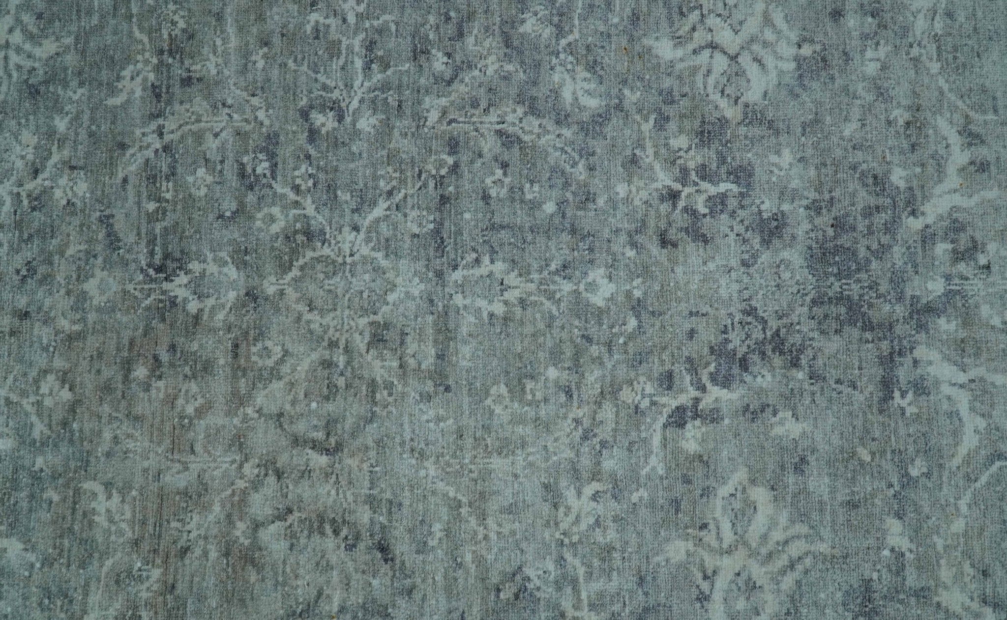 Blue And charcoal Transitional Design Hand Knotted 8.8x11.6 Wool Area Rug - Image 4
