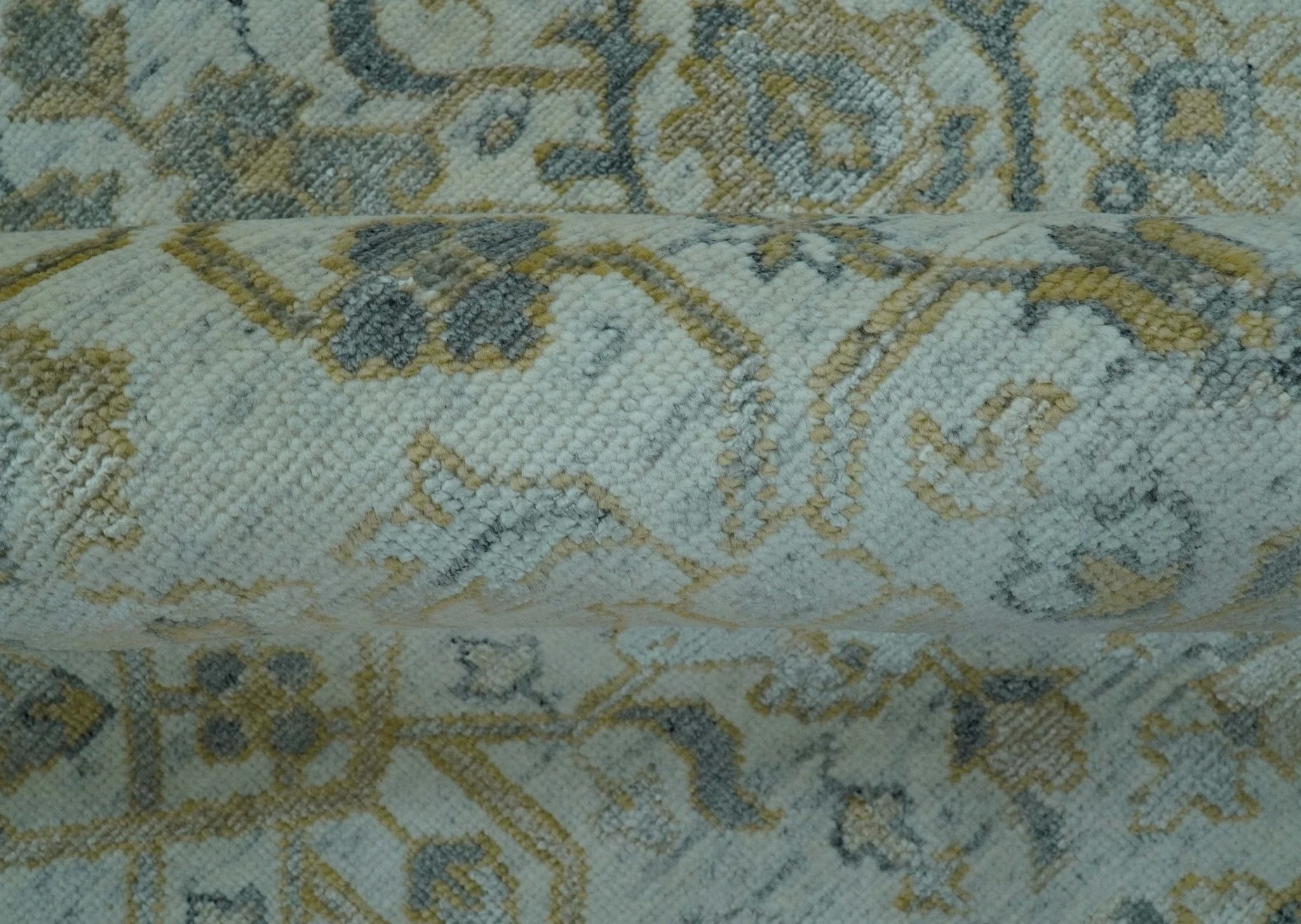 Blue And Gold Fine Hand Knotted traditional Oriental Oushak design  8x10 wool area rug - Image 7
