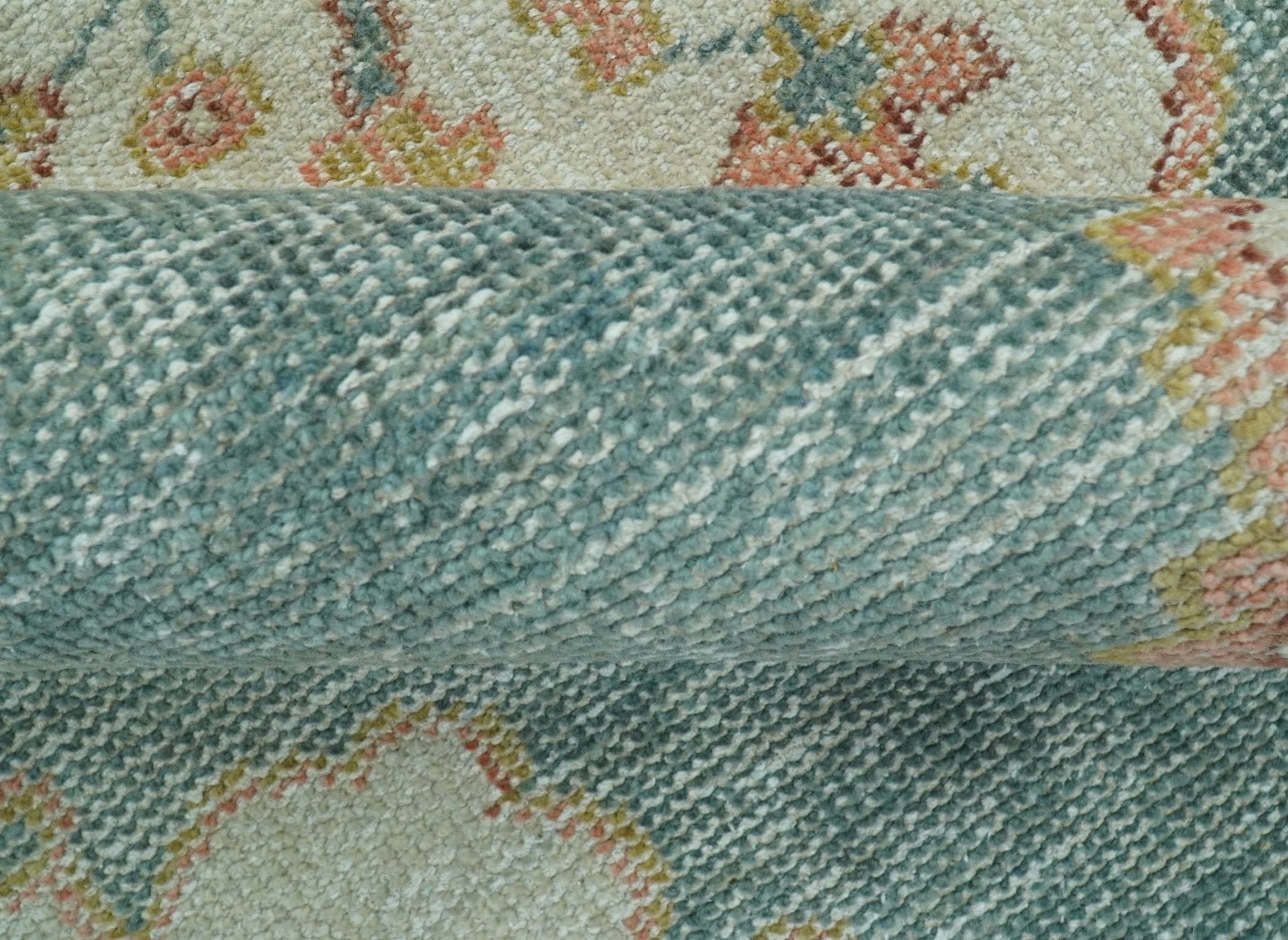 Blue And Peach Traditional Turkish Design Hand Knotted 8x10 Wool Area Rug - Image 7