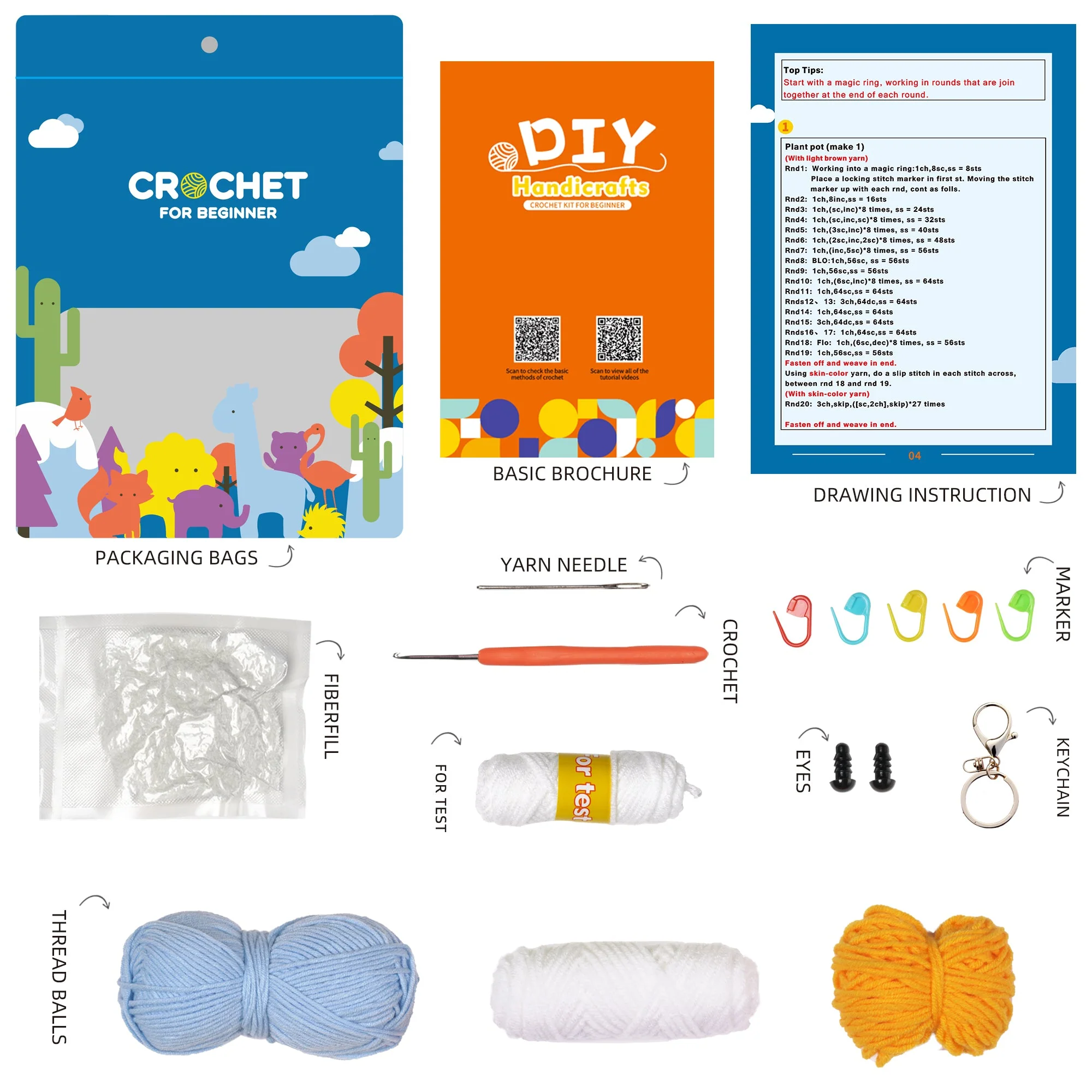 Blue Bird Amigurumi DIY Crochet Kit Wizardi F07N8-M57 - Image 3