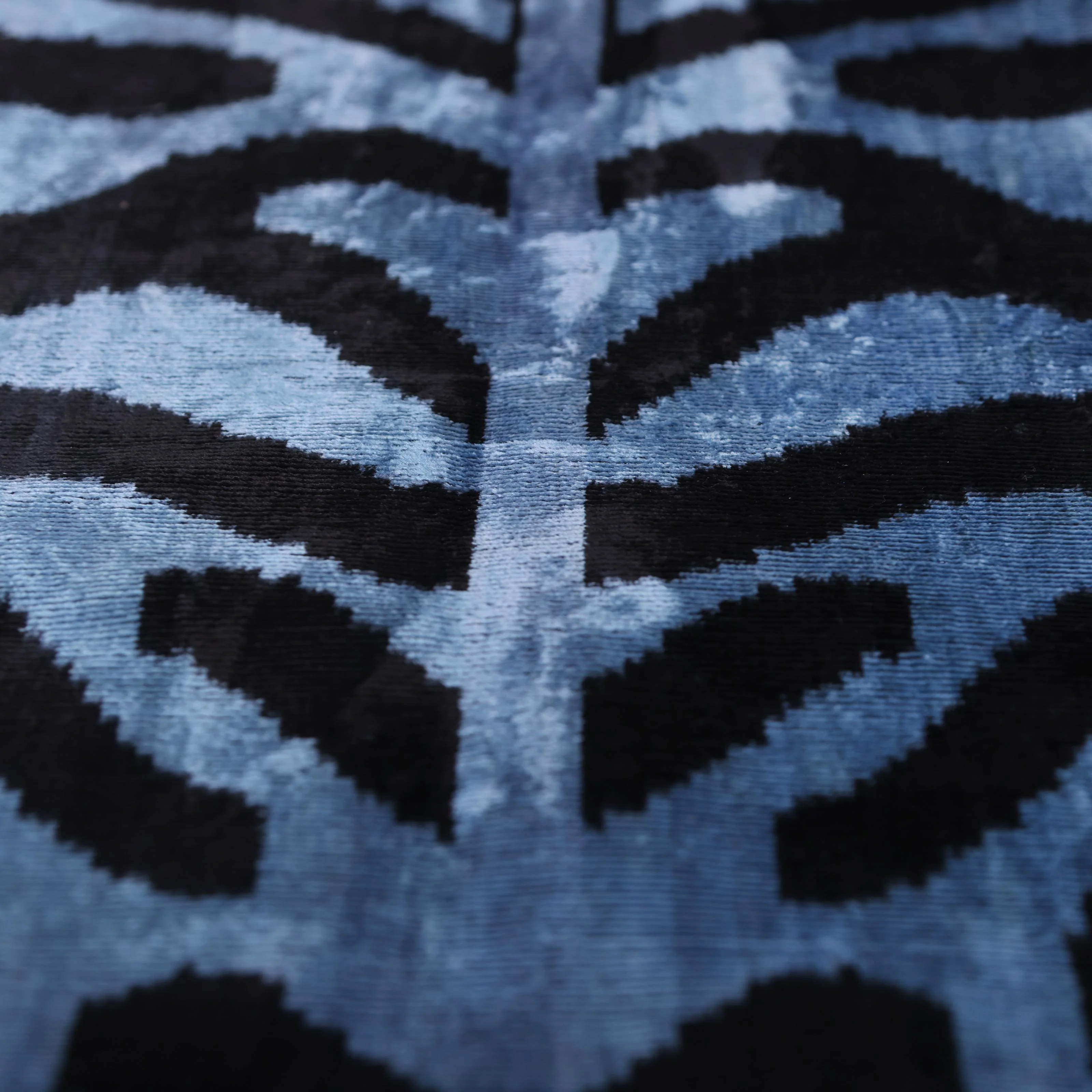 Blue Black Abstract Silk Velvet Lumbar Pillow – 16x24 Handmade Modern Cushion - Image 3