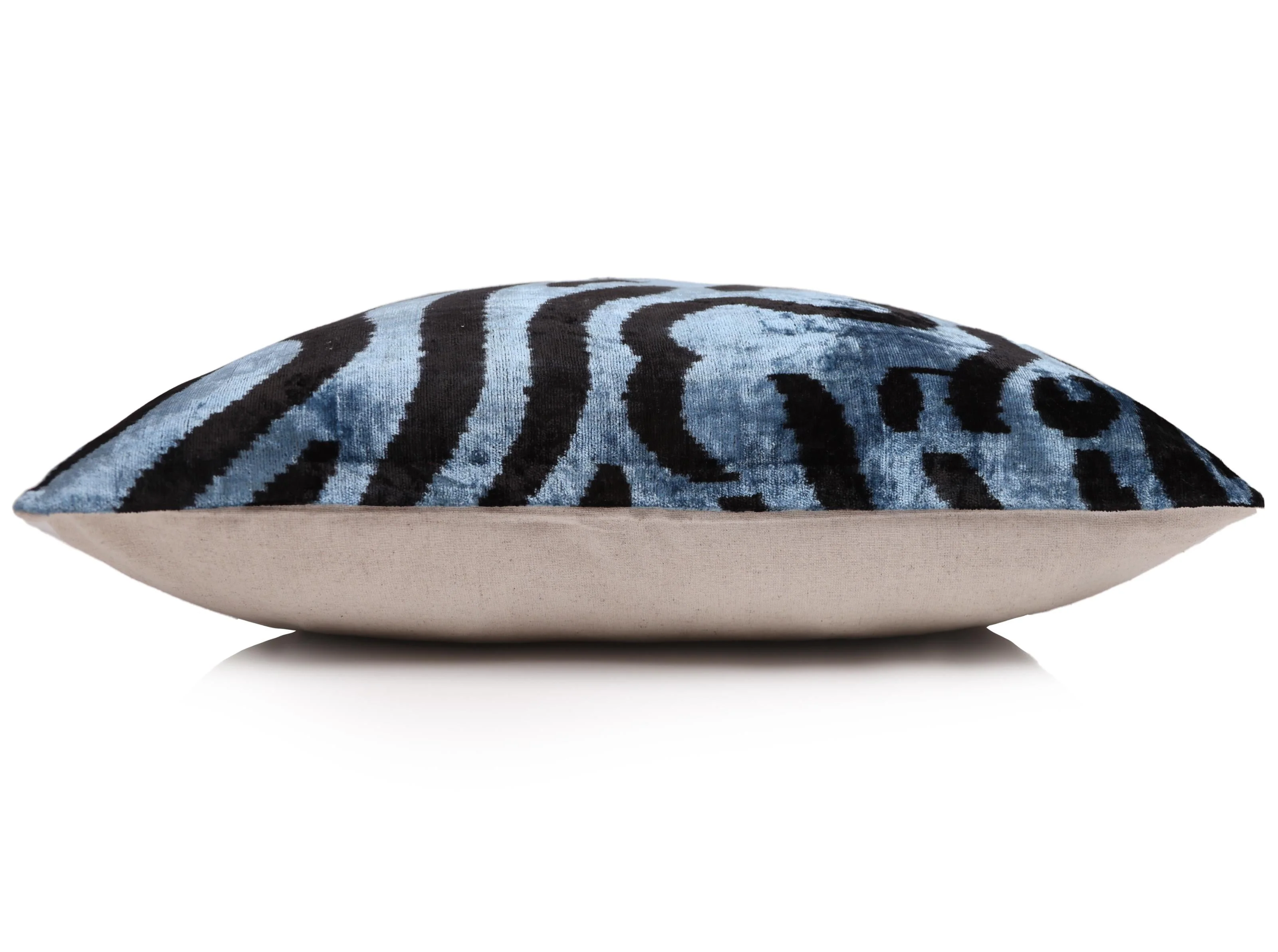 Blue Black Abstract Silk Velvet Lumbar Pillow – 16x24 Handmade Modern Cushion - Image 4
