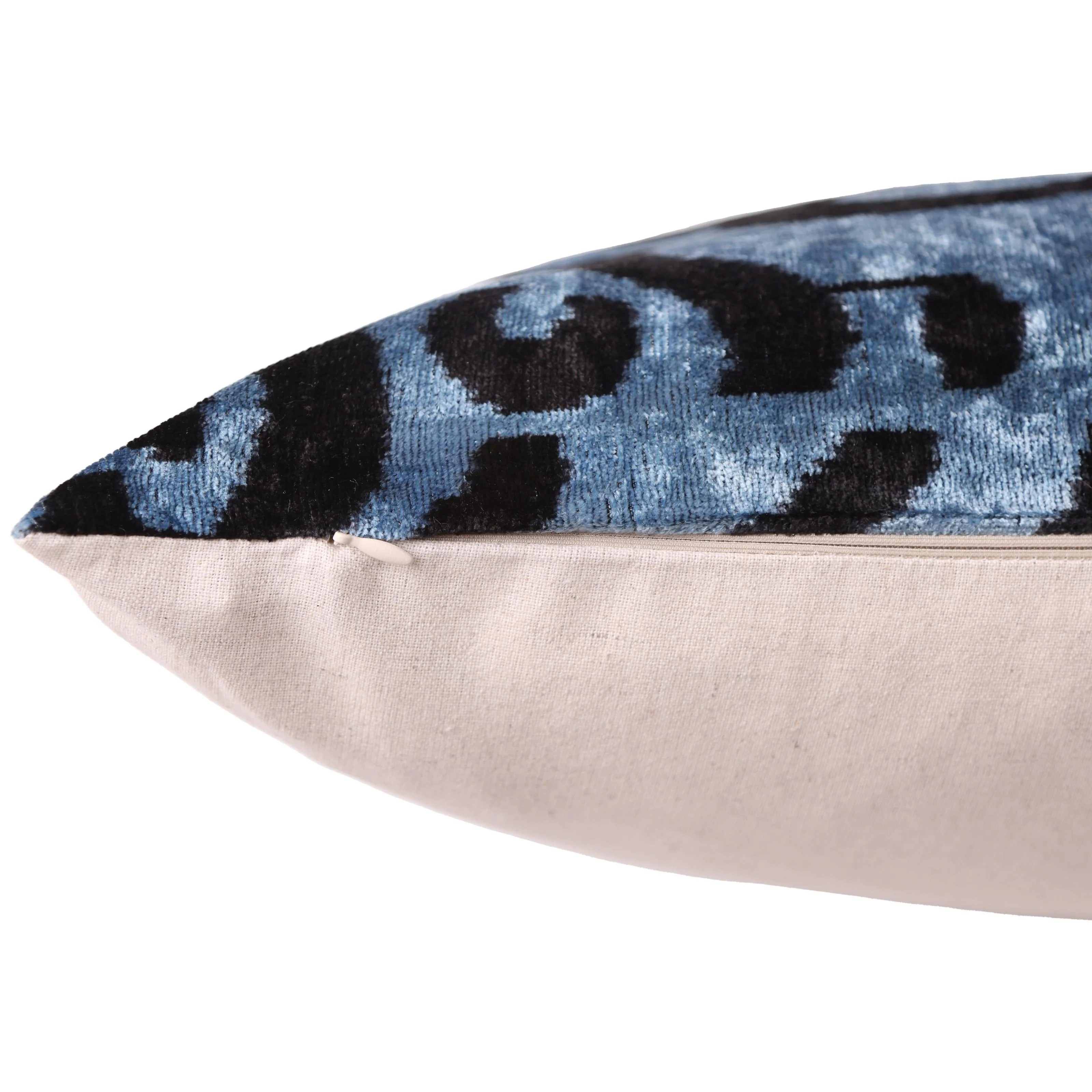 Blue Black Abstract Silk Velvet Lumbar Pillow – 16x24 Handmade Modern Cushion - Image 6