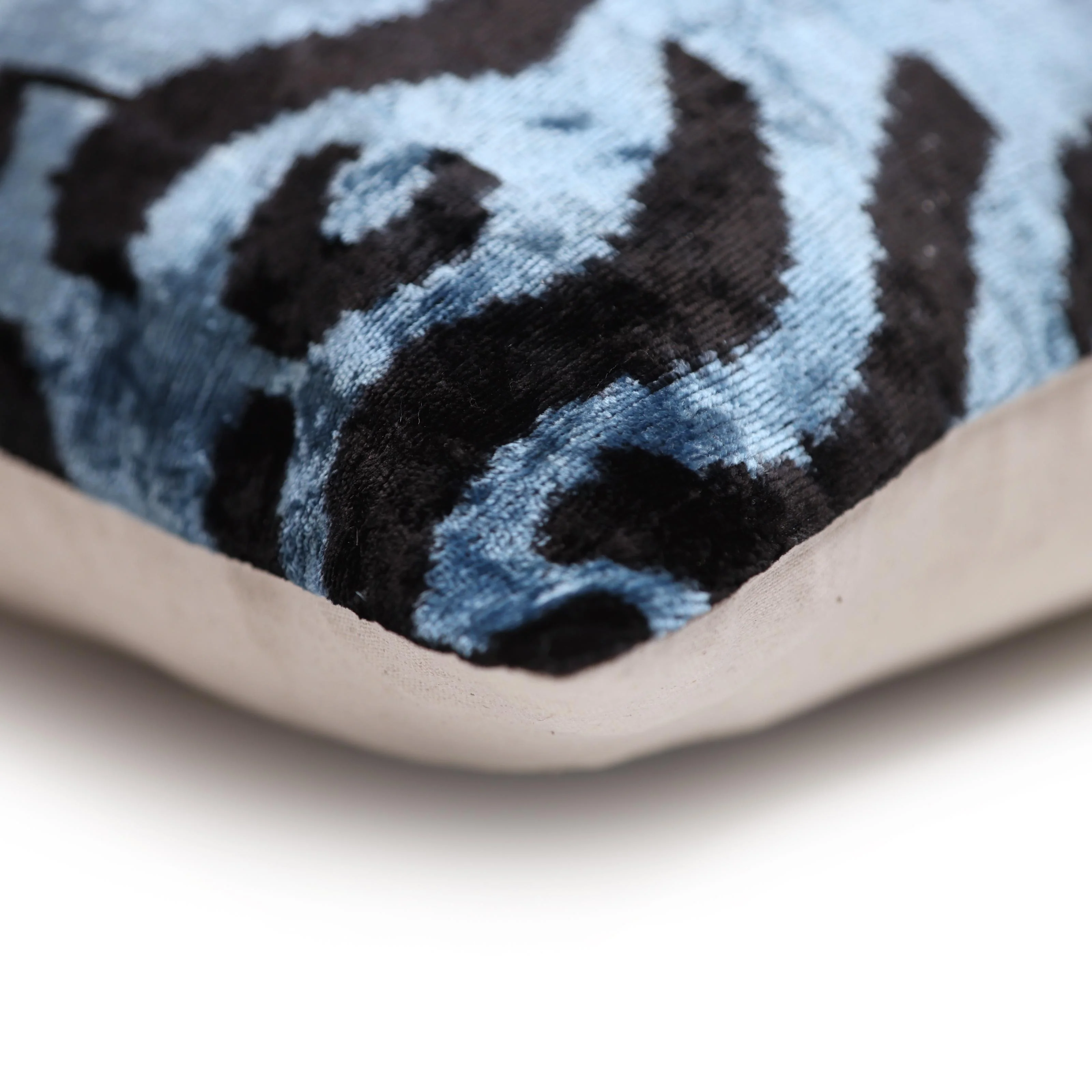 Blue Black Abstract Silk Velvet Lumbar Pillow – 16x24 Handmade Modern Cushion - Image 8