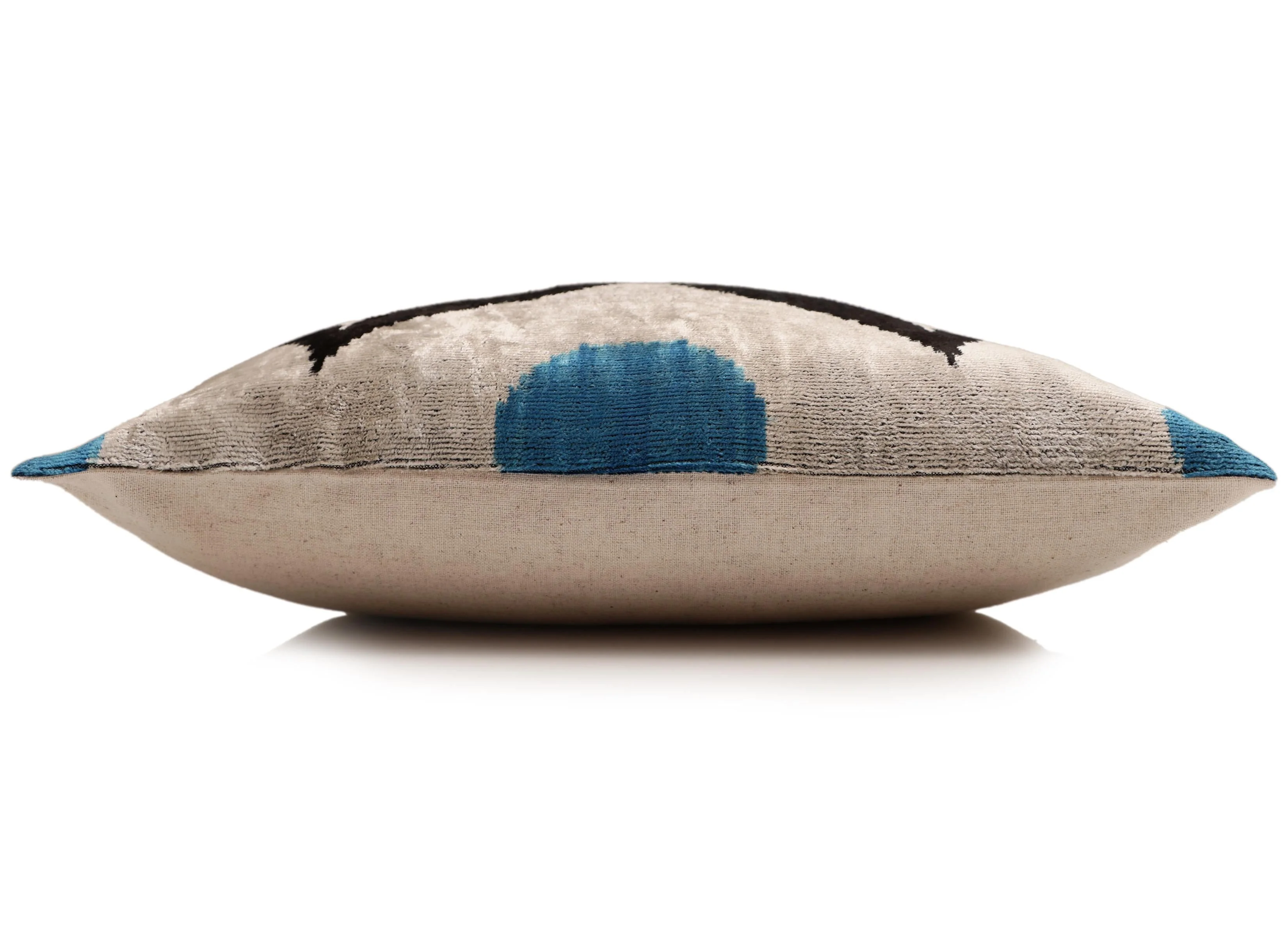 Blue & Black Geometric Silk Velvet Pillow 16x16 Handmade Luxury Cushion - Image 4