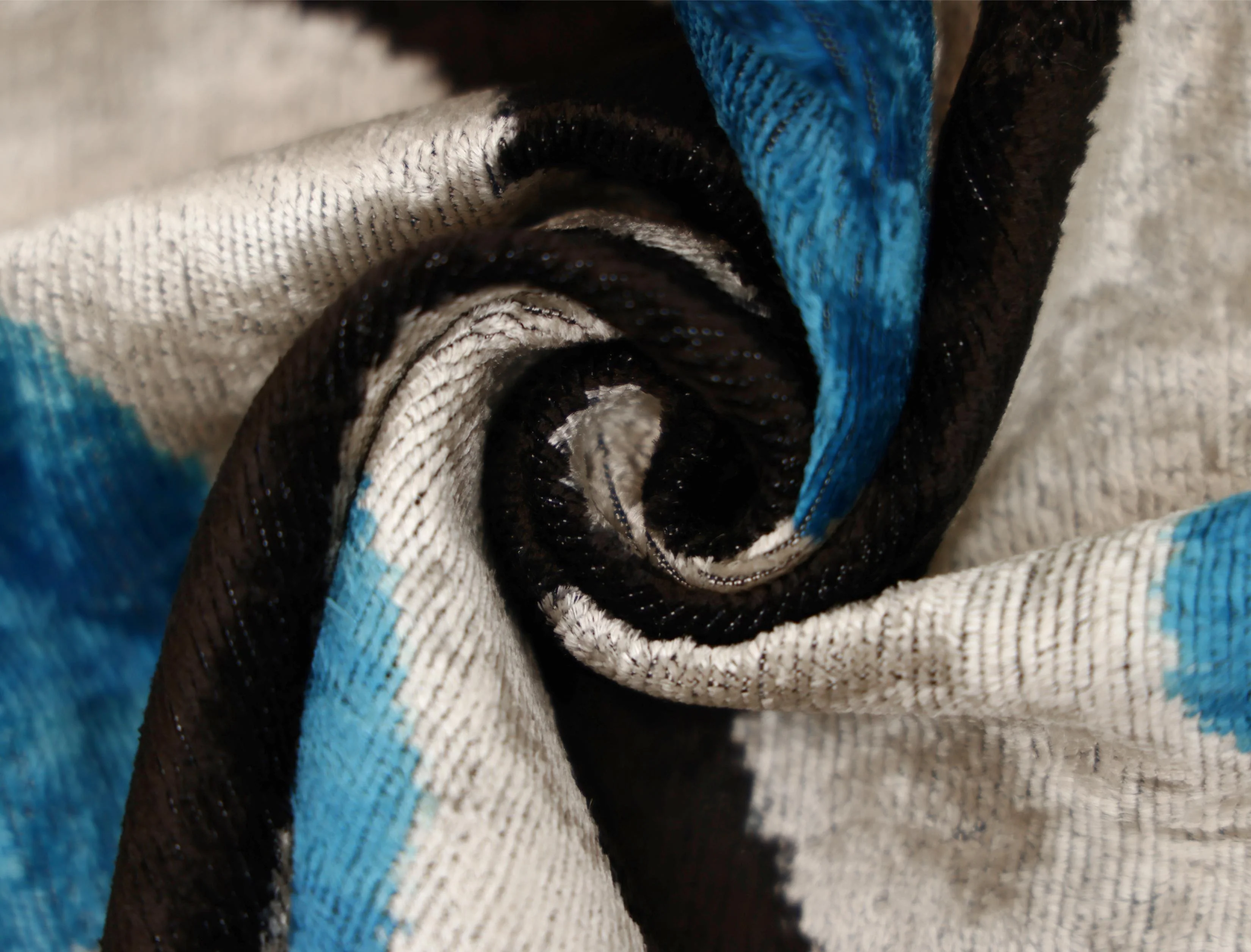 Blue & Black Geometric Silk Velvet Pillow 16x16 Handmade Luxury Cushion - Image 7