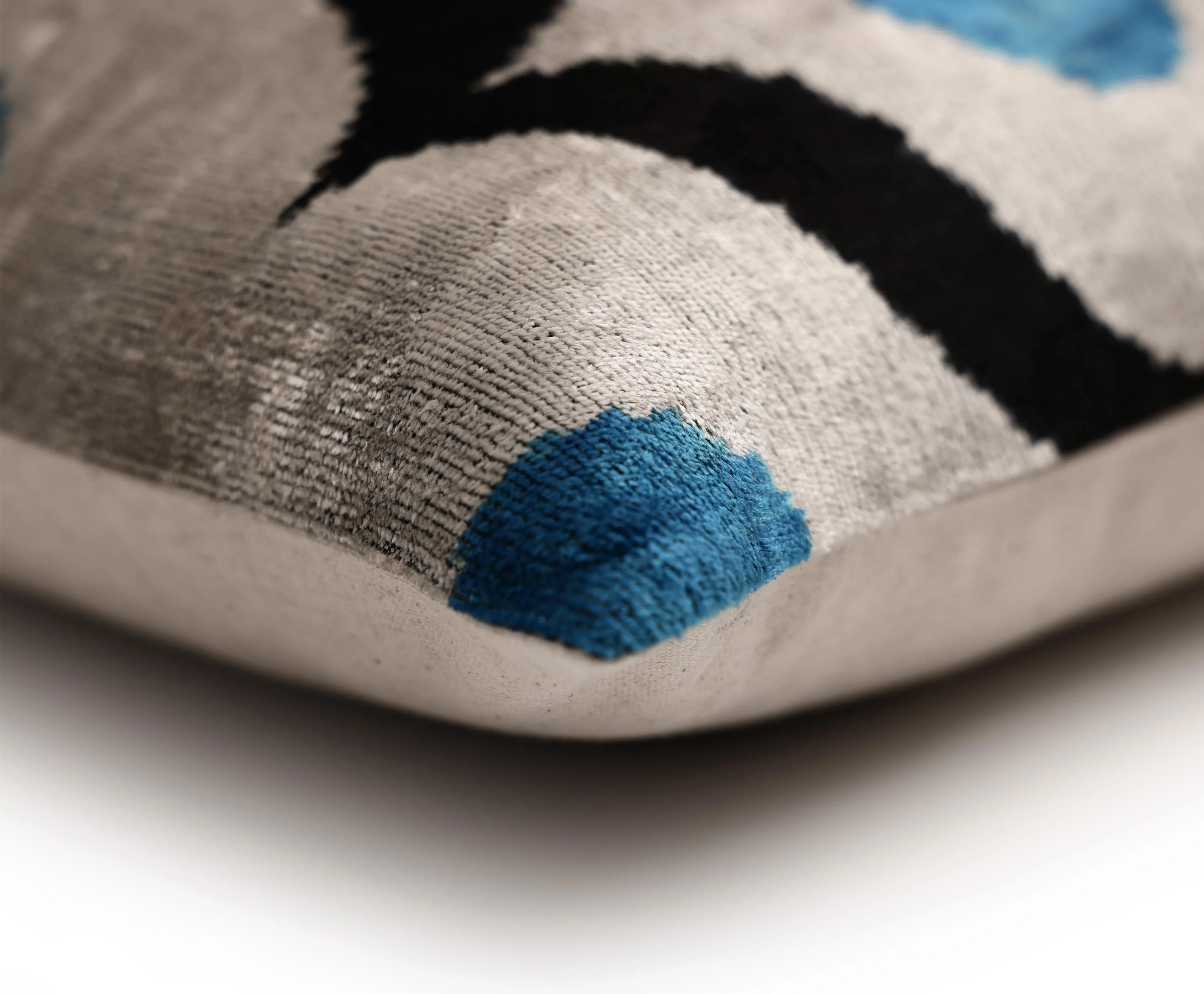 Blue & Black Geometric Silk Velvet Pillow 16x16 Handmade Luxury Cushion - Image 8