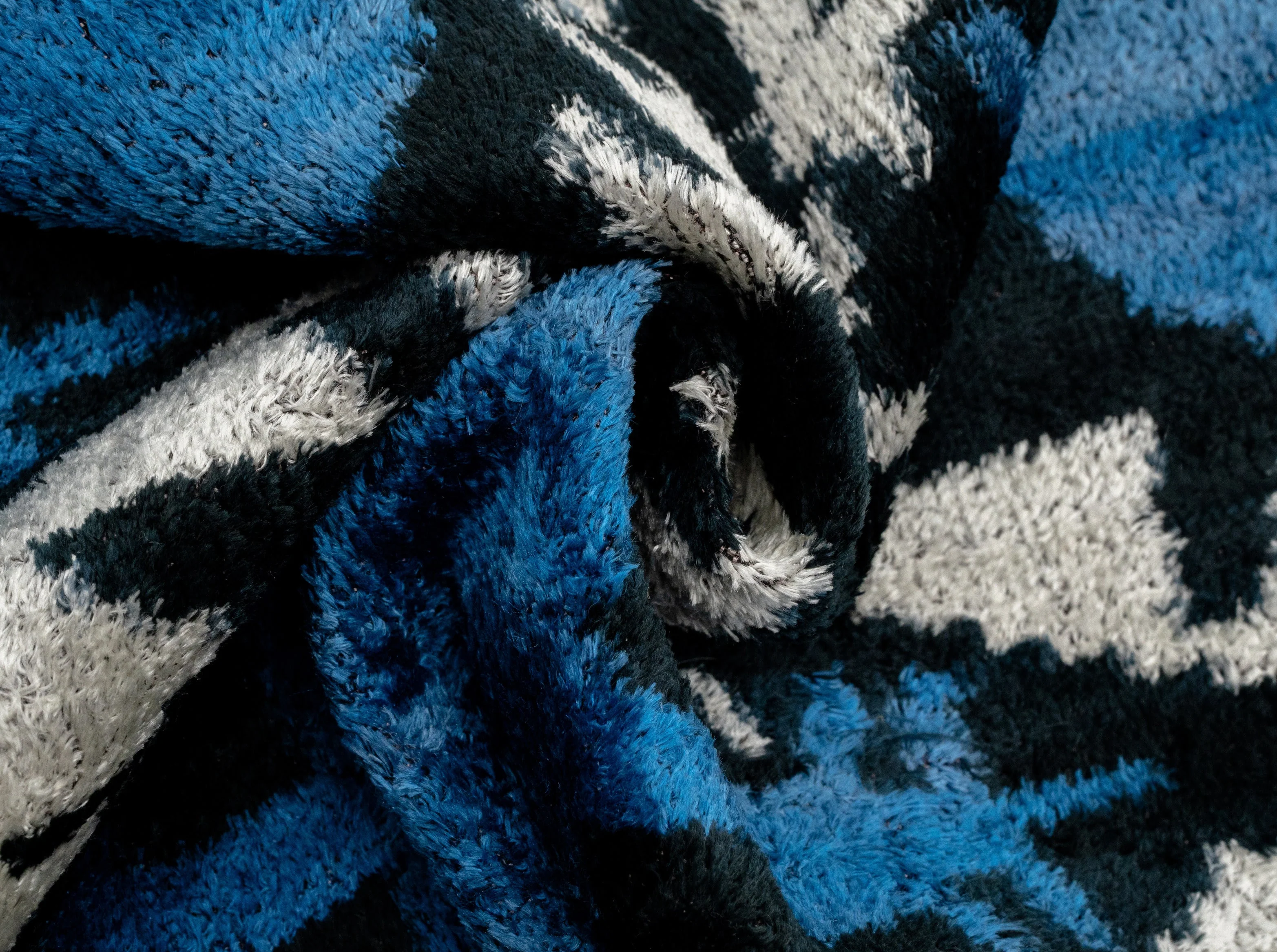 Blue Black Silk Velvet Ikat Pillow – 20x20 Handmade Luxury Throw Cushion - Image 2