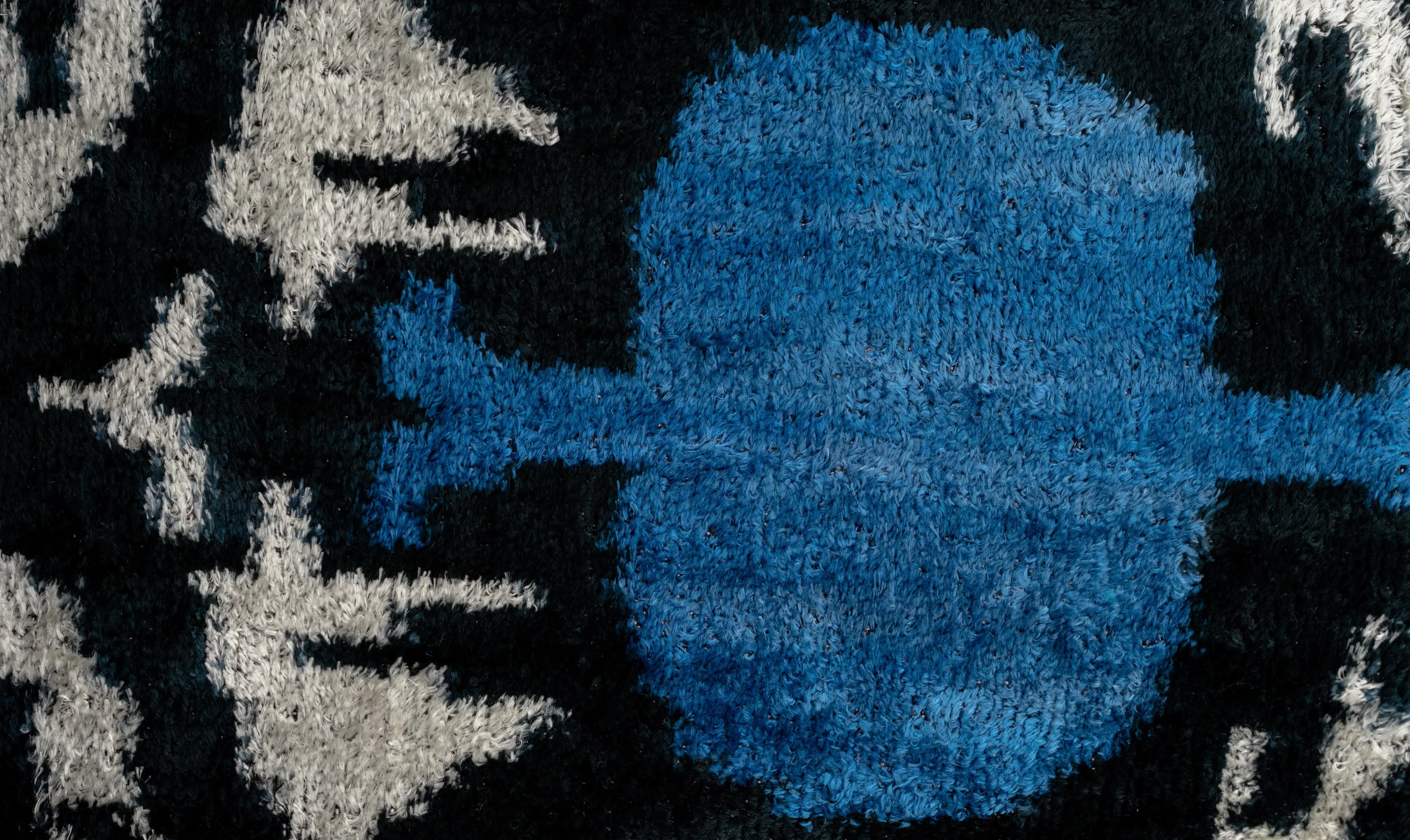 Blue Black Silk Velvet Ikat Pillow – 20x20 Handmade Luxury Throw Cushion - Image 3