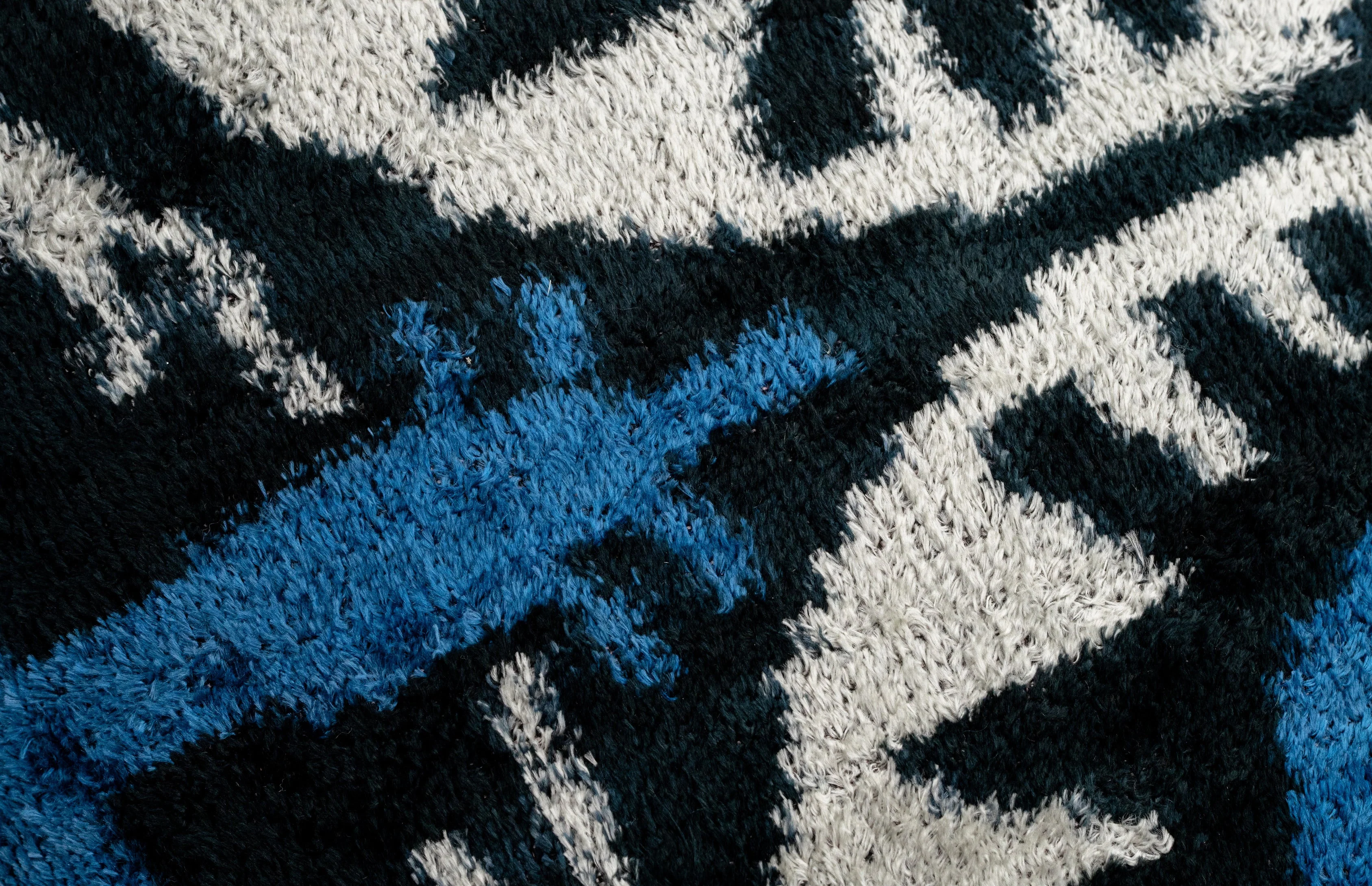 Blue Black Silk Velvet Ikat Pillow – 20x20 Handmade Luxury Throw Cushion - Image 6