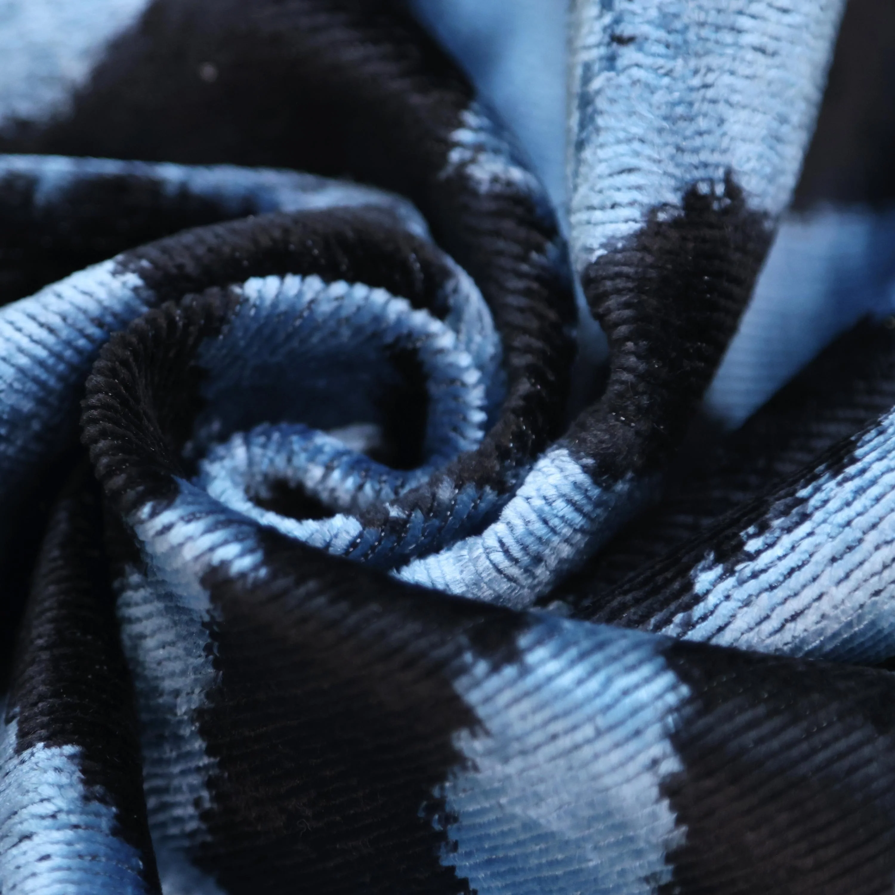 Blue Black Zebra Silk Velvet Pillow – 16x16 Handmade Ikat Cushion - Image 8