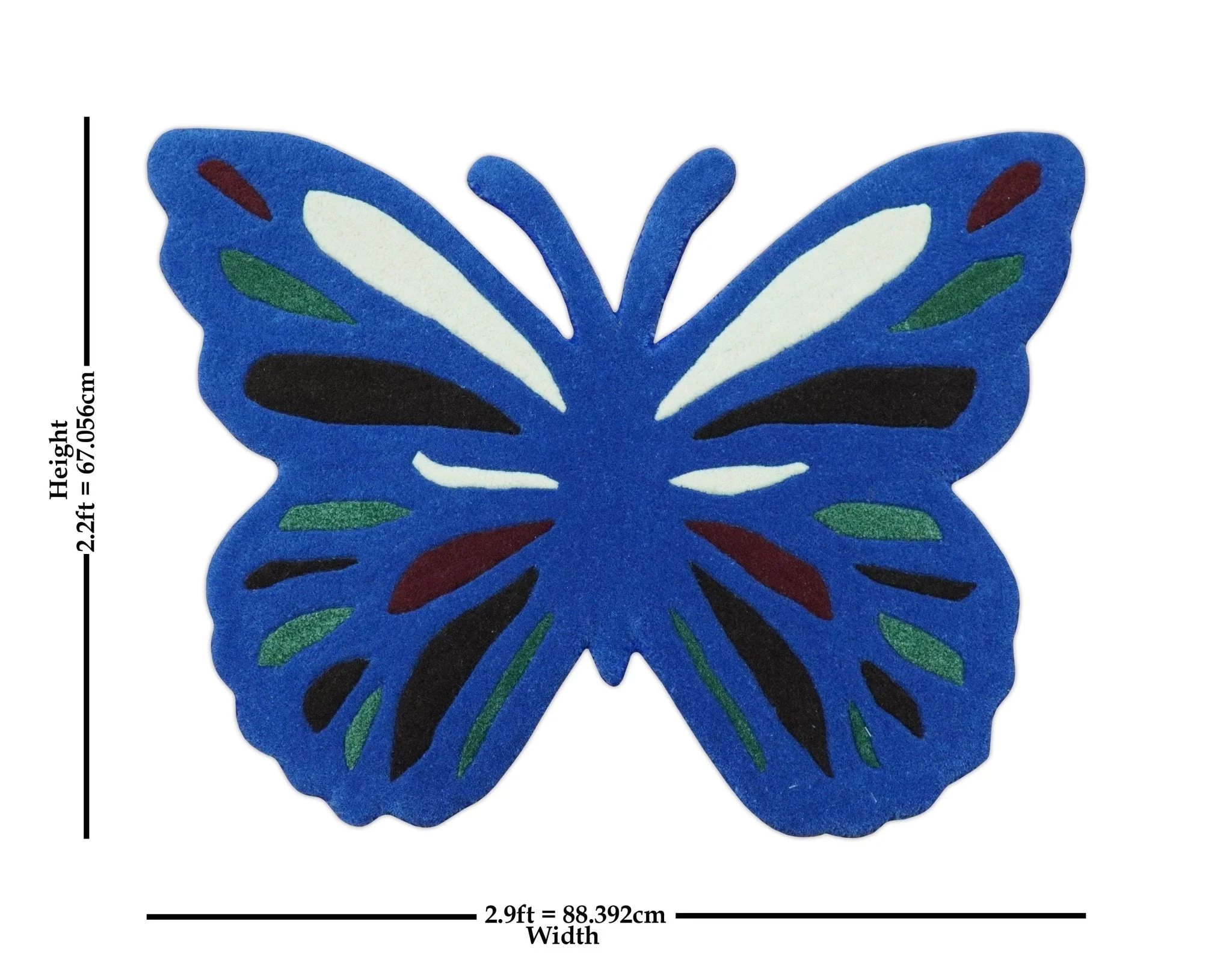Blue Butterfly Hand Tufted 2x3 Wool Area Rug - Image 2