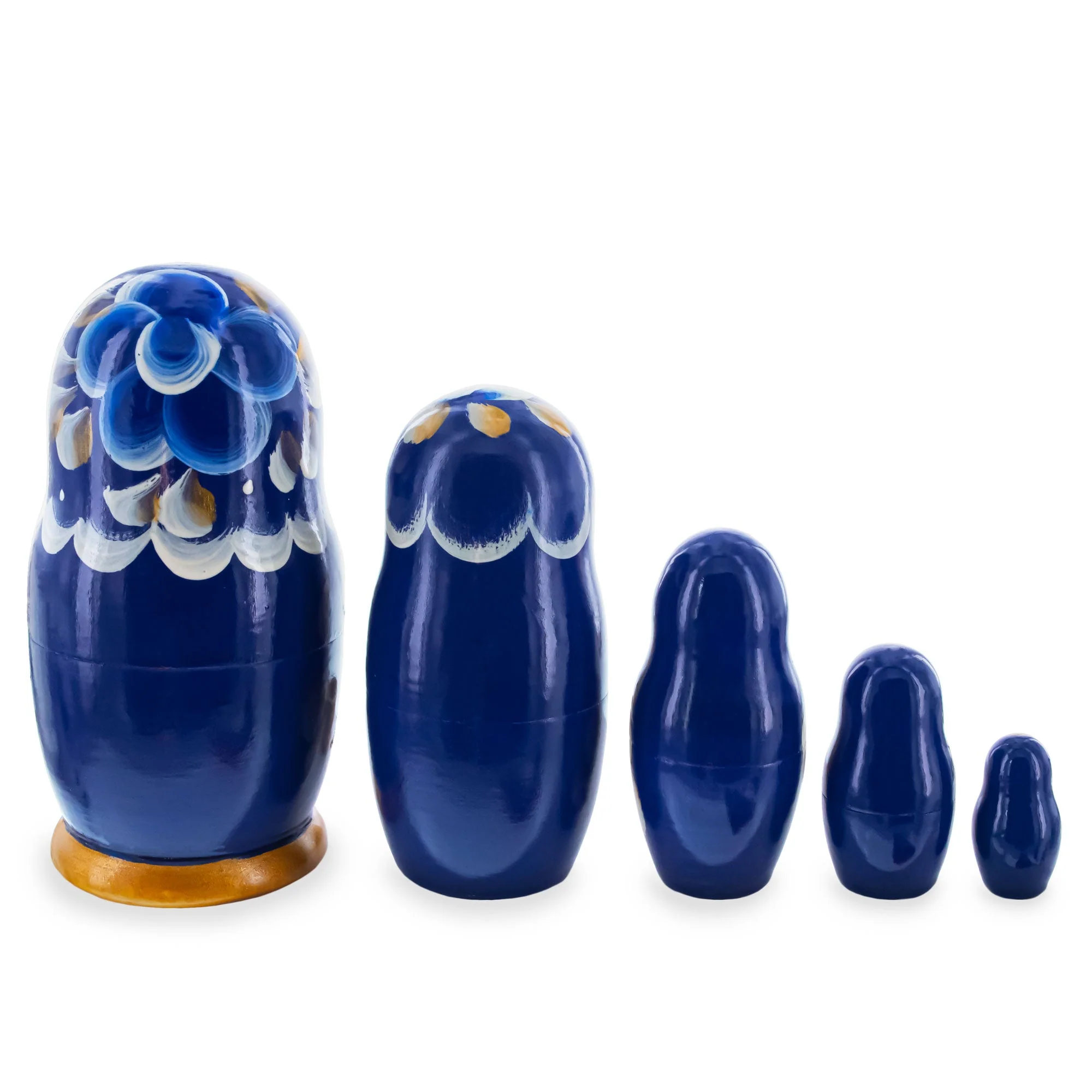 Blue Color with Blue Flowers Wooden  Nesting Dolls - Image 2