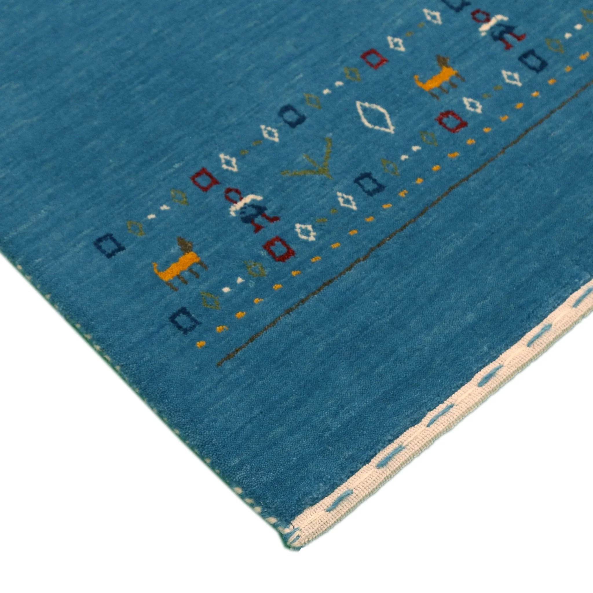 Blue Contemporary Design Hand Loomed Wool Area Rug - Image 11