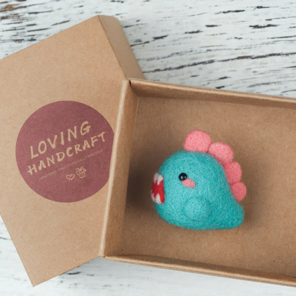 Blue Dino Needle Felting Kit. Wizardi DIY Wool Craft Kit F07N8-W143 - Image 2