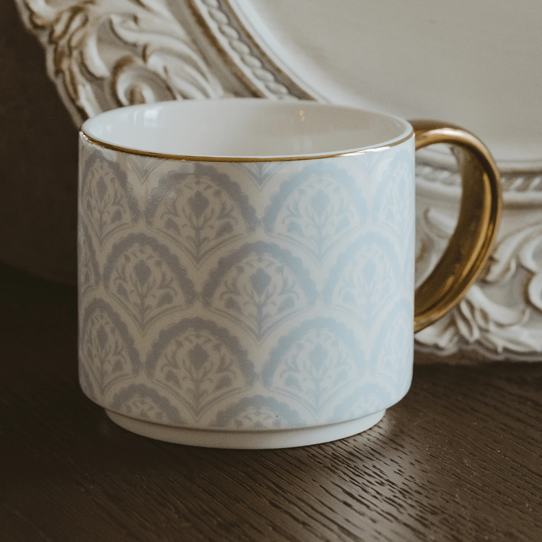 Blue Fan Quilt 14 oz Coffee Mug - Image 2