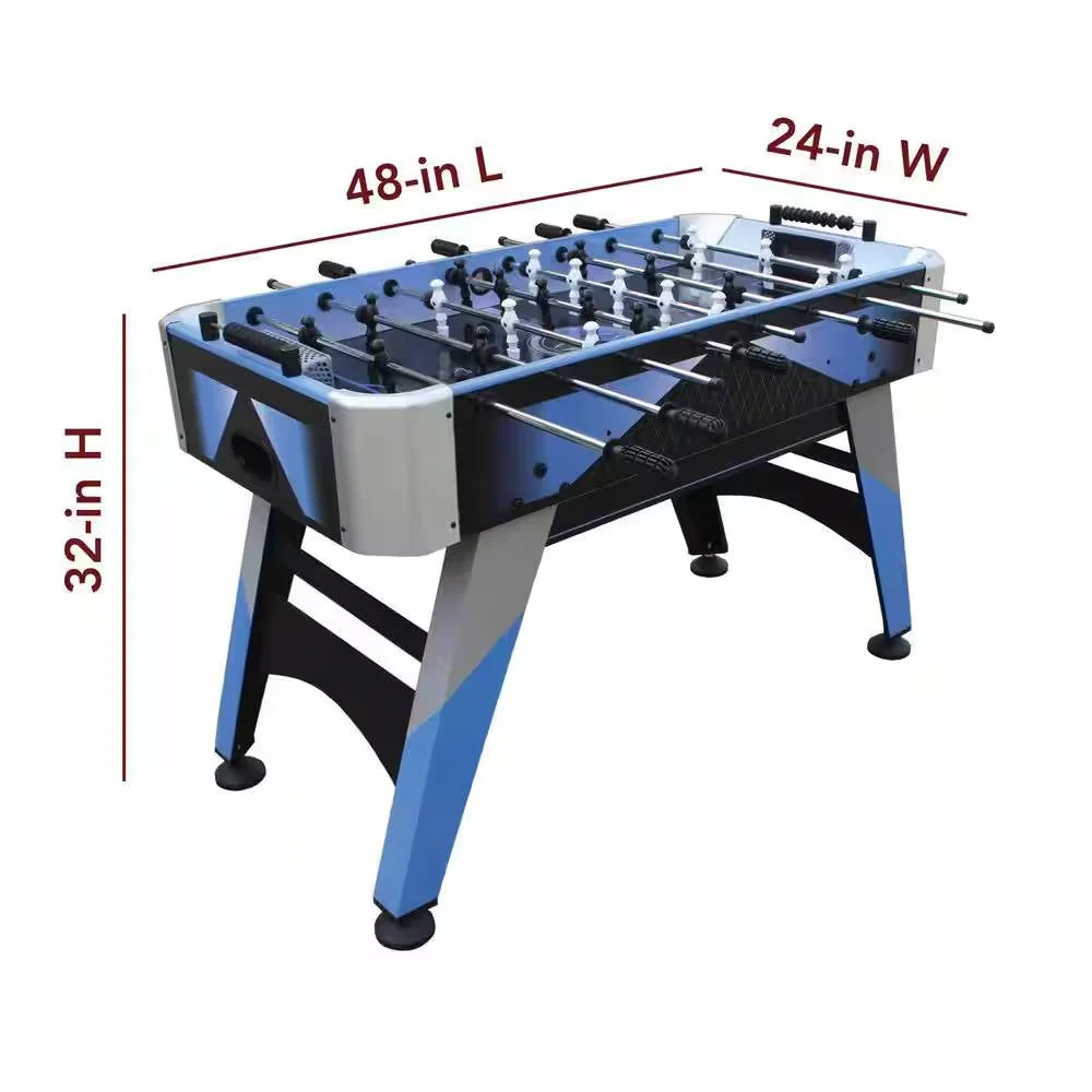 Blue Grey Black 4-foot Foosball Table with Abacus Scorers and 2 Balls - Image 5