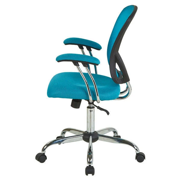 Blue High Back Mesh Office Chair with Padded Armrest - Image 2