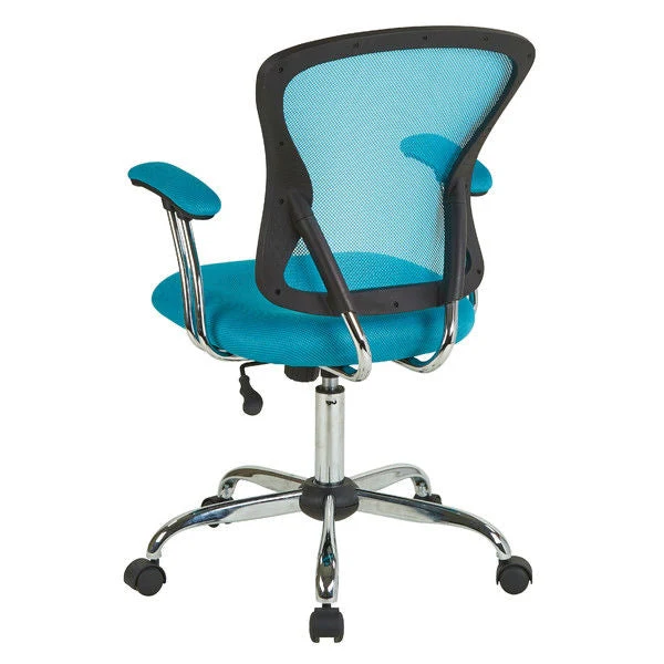 Blue High Back Mesh Office Chair with Padded Armrest - Image 3