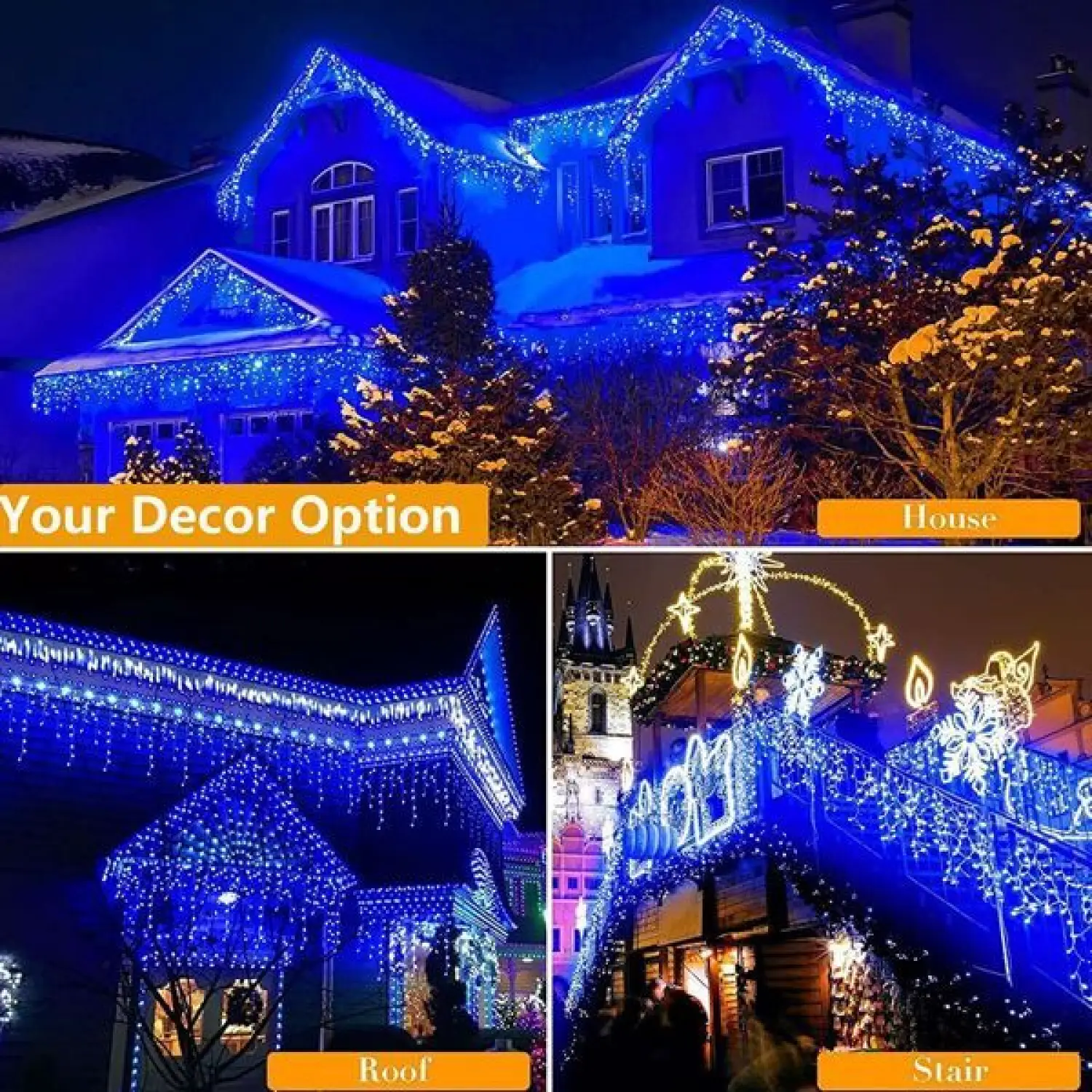 Blue LED Icicle Decorative Light with Remote Controlled Festive String Lights - Image 7