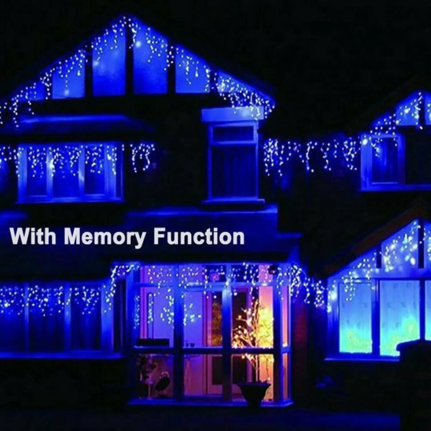 Blue LED Icicle Decorative Light with Remote Controlled Festive String Lights - Image 8