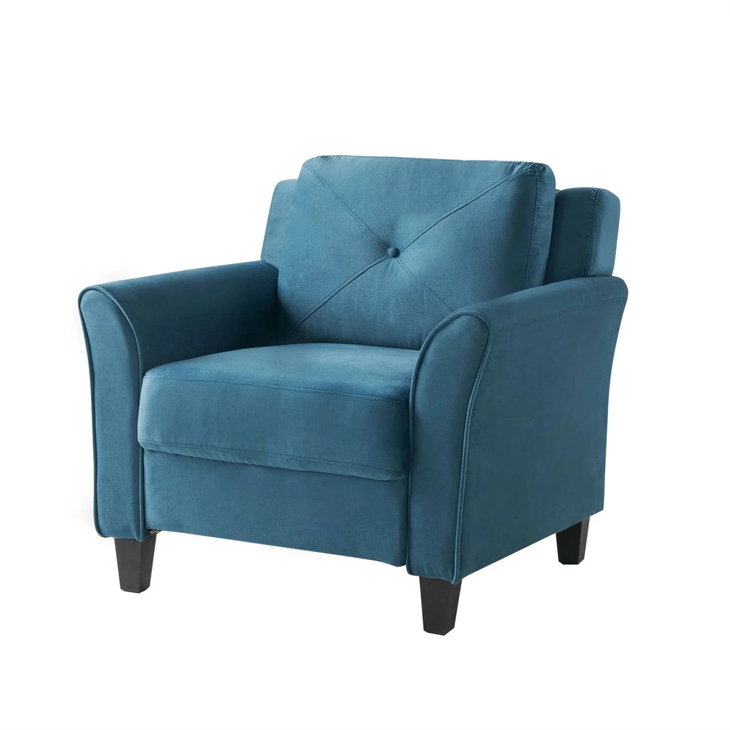 Blue Microfiber Upholstered Armchair Flared Arm Chair with Tufted Back Cushion - Image 2