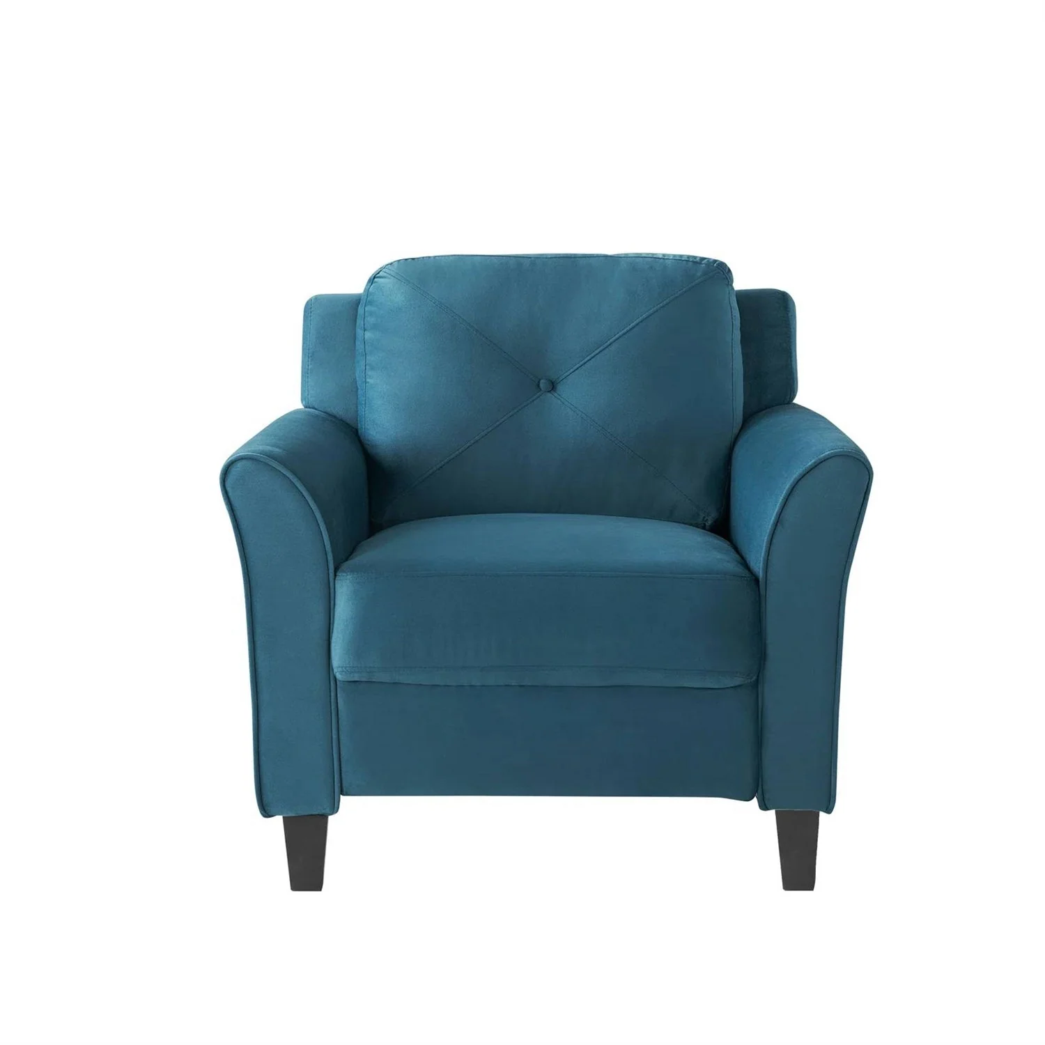 Blue Microfiber Upholstered Armchair Flared Arm Chair with Tufted Back Cushion - Image 4