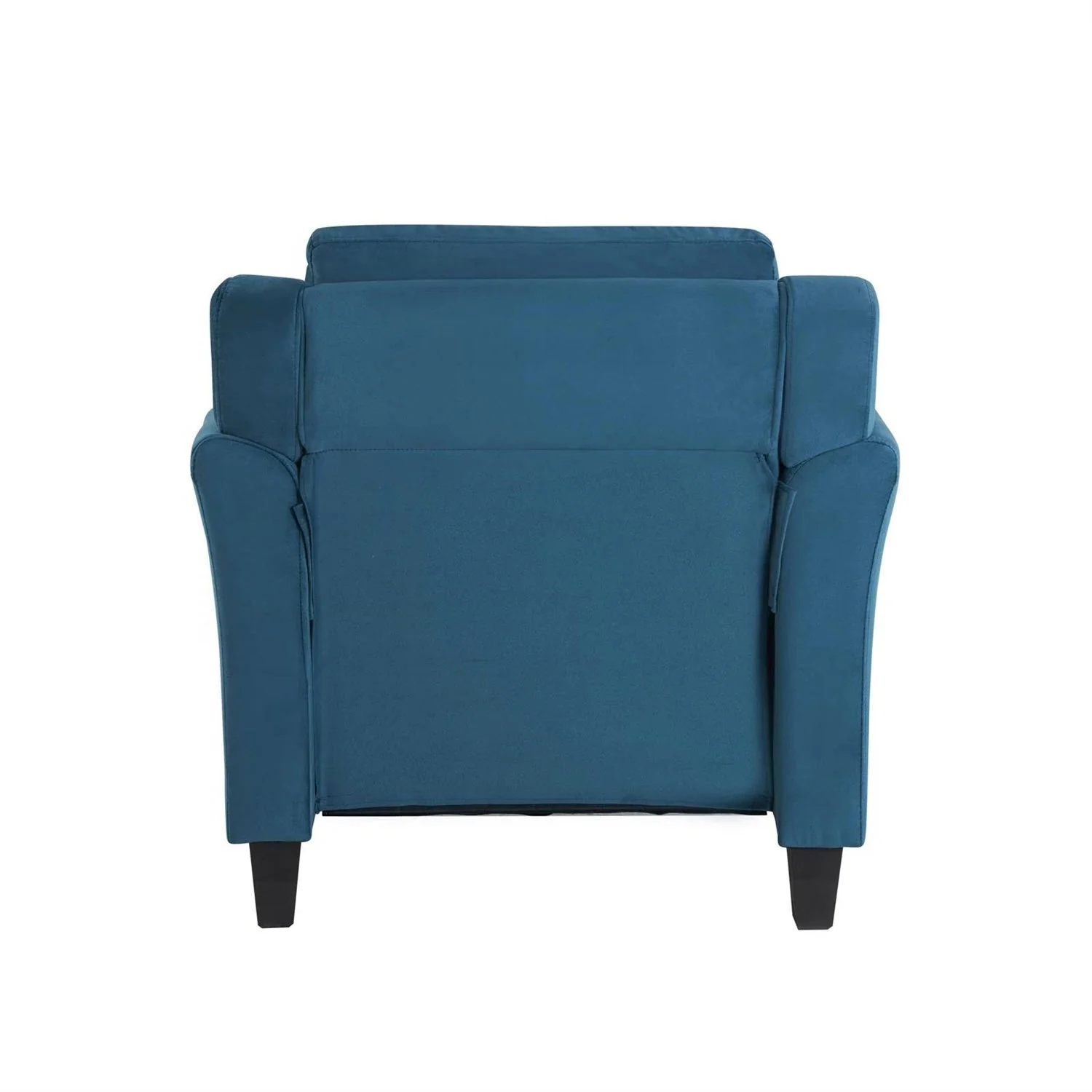 Blue Microfiber Upholstered Armchair Flared Arm Chair with Tufted Back Cushion - Image 5
