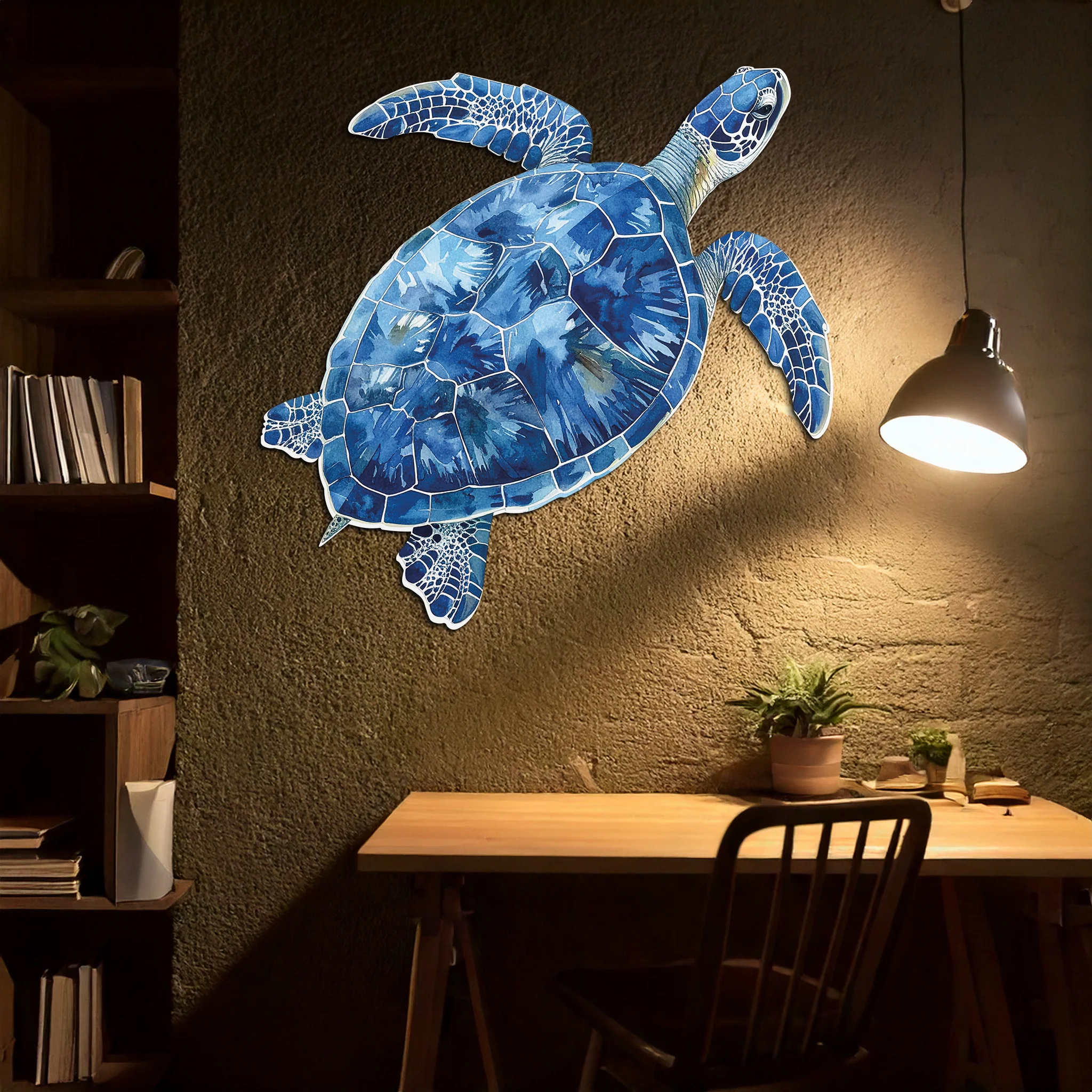 Blue Mosaic Sea Turtle Metal Wall Art – Ocean UV Decor-KAFUVM007 - Image 4