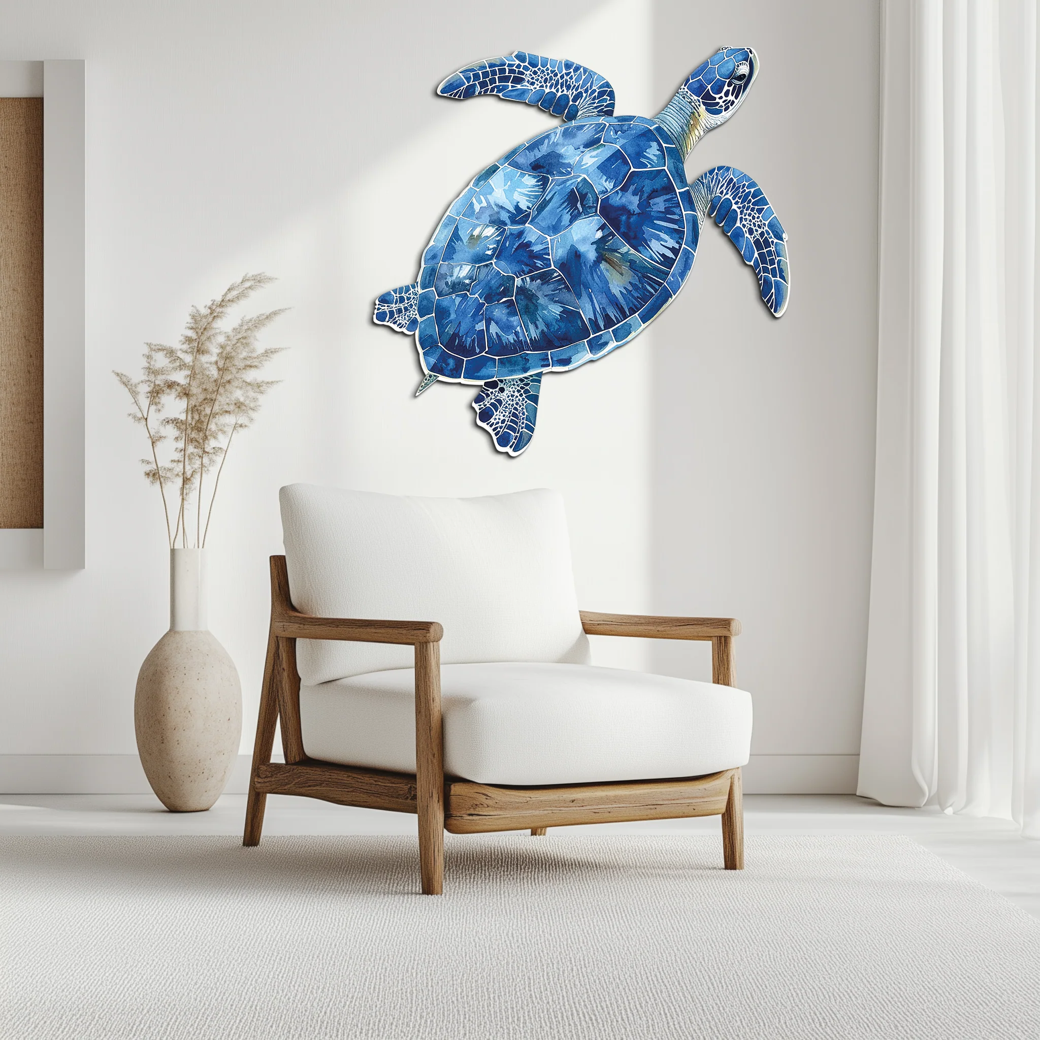 Blue Mosaic Sea Turtle Metal Wall Art – Ocean UV Decor-KAFUVM007 - Image 5