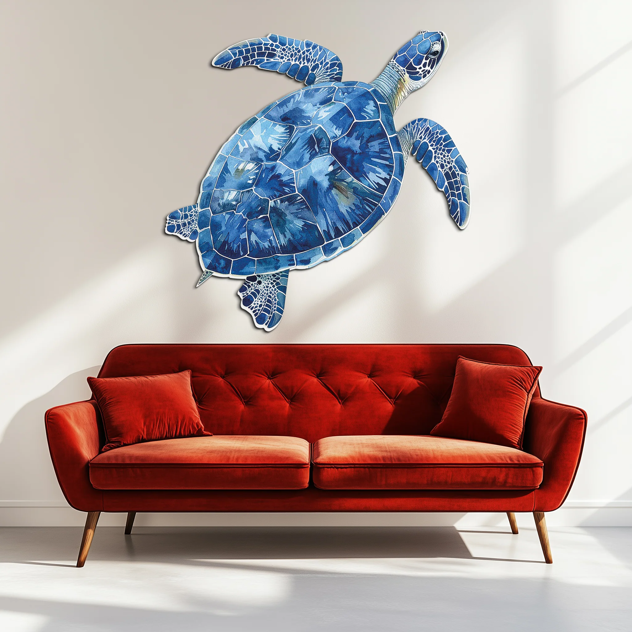 Blue Mosaic Sea Turtle Metal Wall Art – Ocean UV Decor-KAFUVM007 - Image 6
