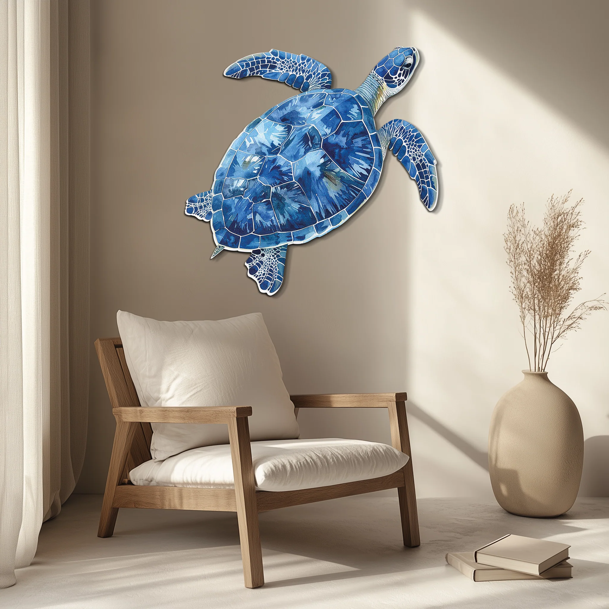Blue Mosaic Sea Turtle Metal Wall Art – Ocean UV Decor-KAFUVM007 - Image 7