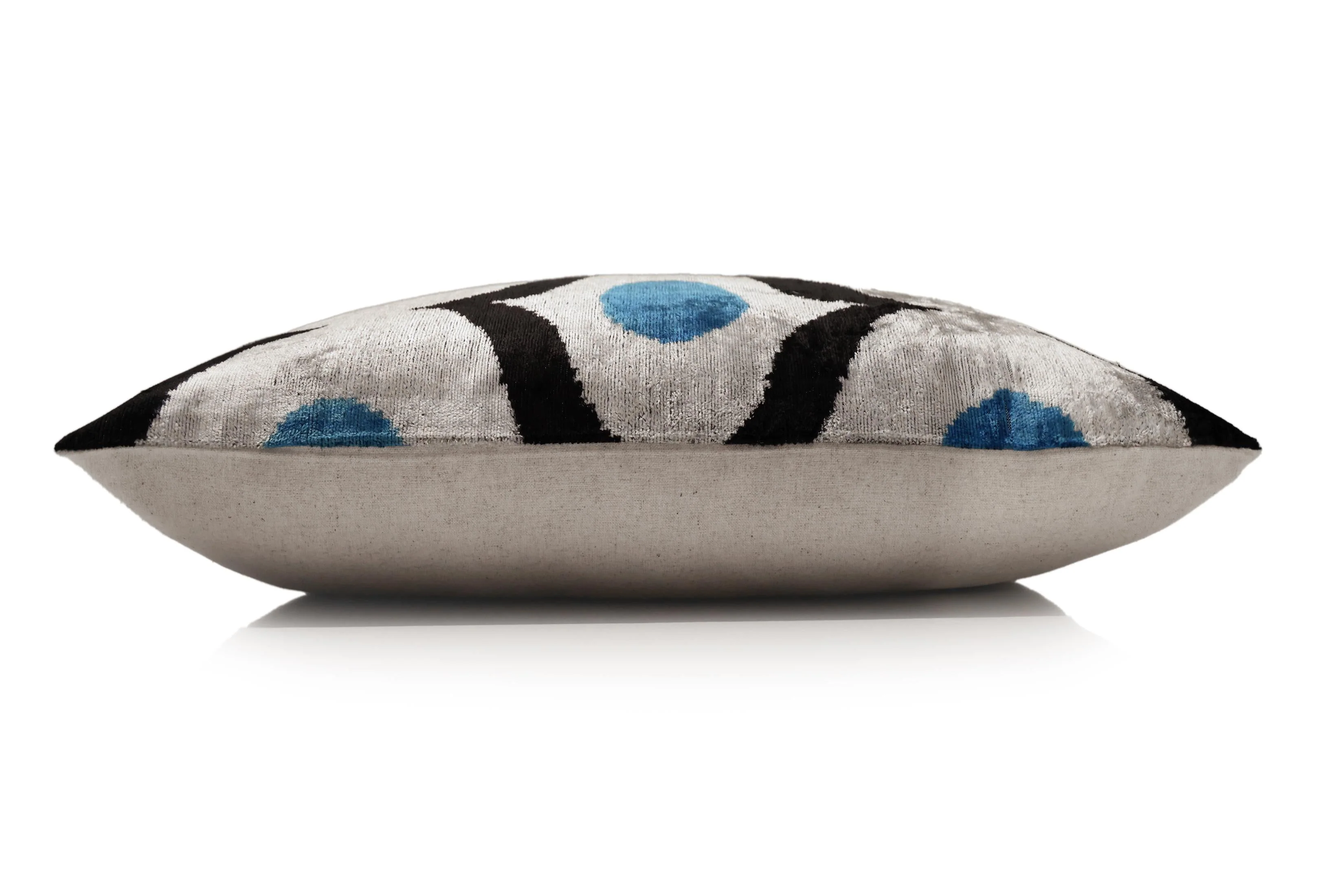 Blue Orbit Silk Velvet Pillow 16x24 Handmade Luxury Lumbar Cushion - Image 4