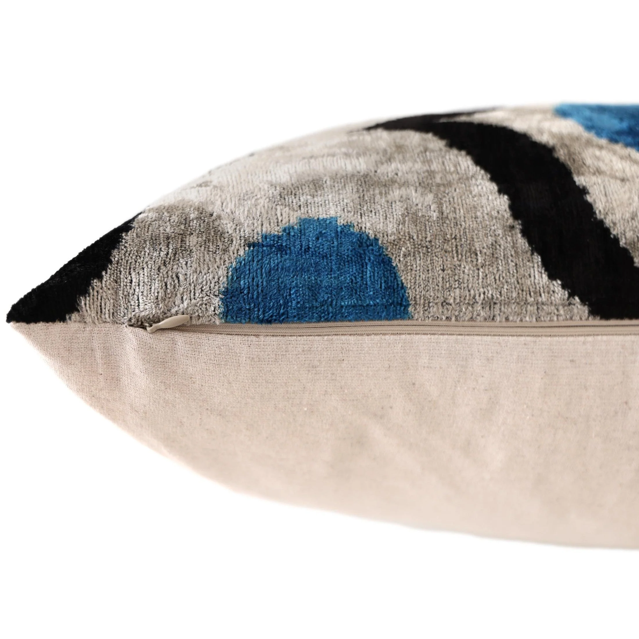 Blue Orbit Silk Velvet Pillow 16x24 Handmade Luxury Lumbar Cushion - Image 6