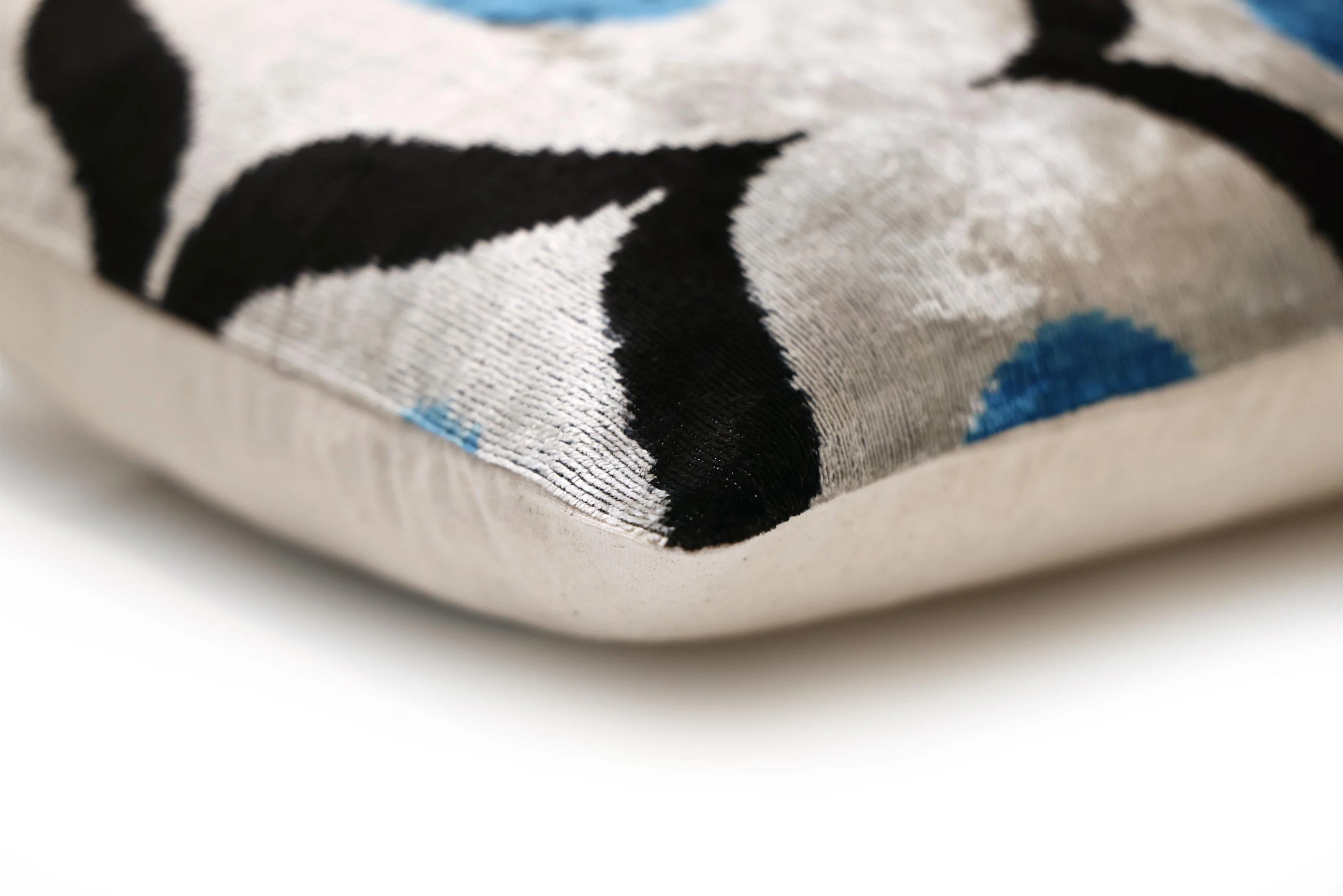 Blue Orbit Silk Velvet Pillow 16x24 Handmade Luxury Lumbar Cushion - Image 8