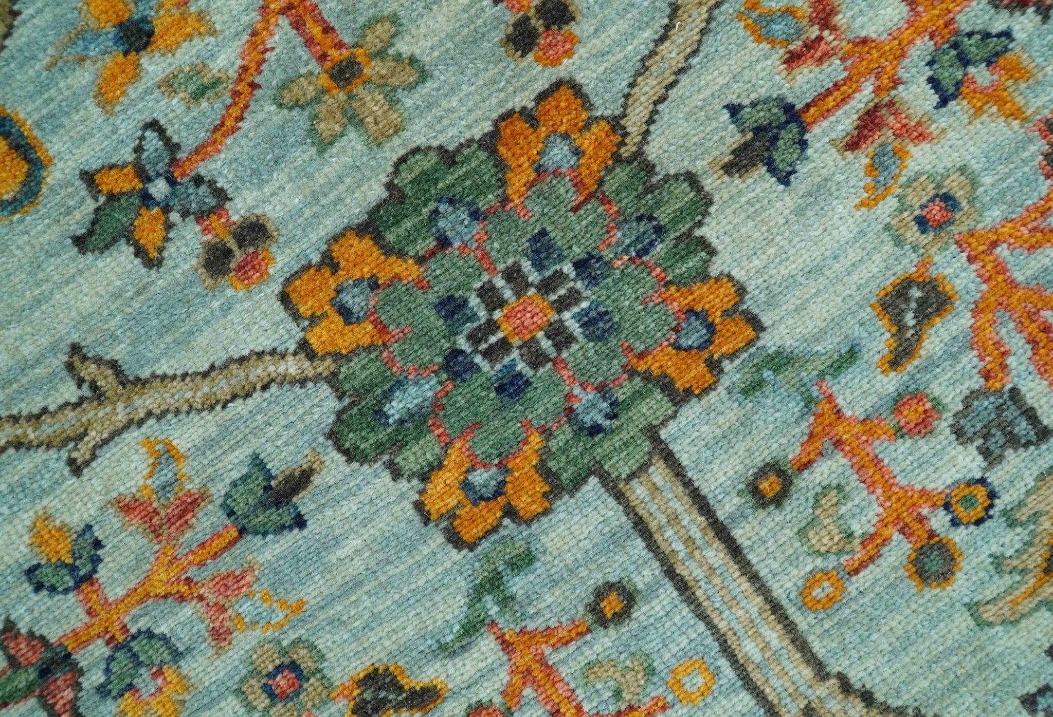 Blue Traditional Turkish knot fine 9.6x12 Hand knotted Wool Area Rug - Image 7