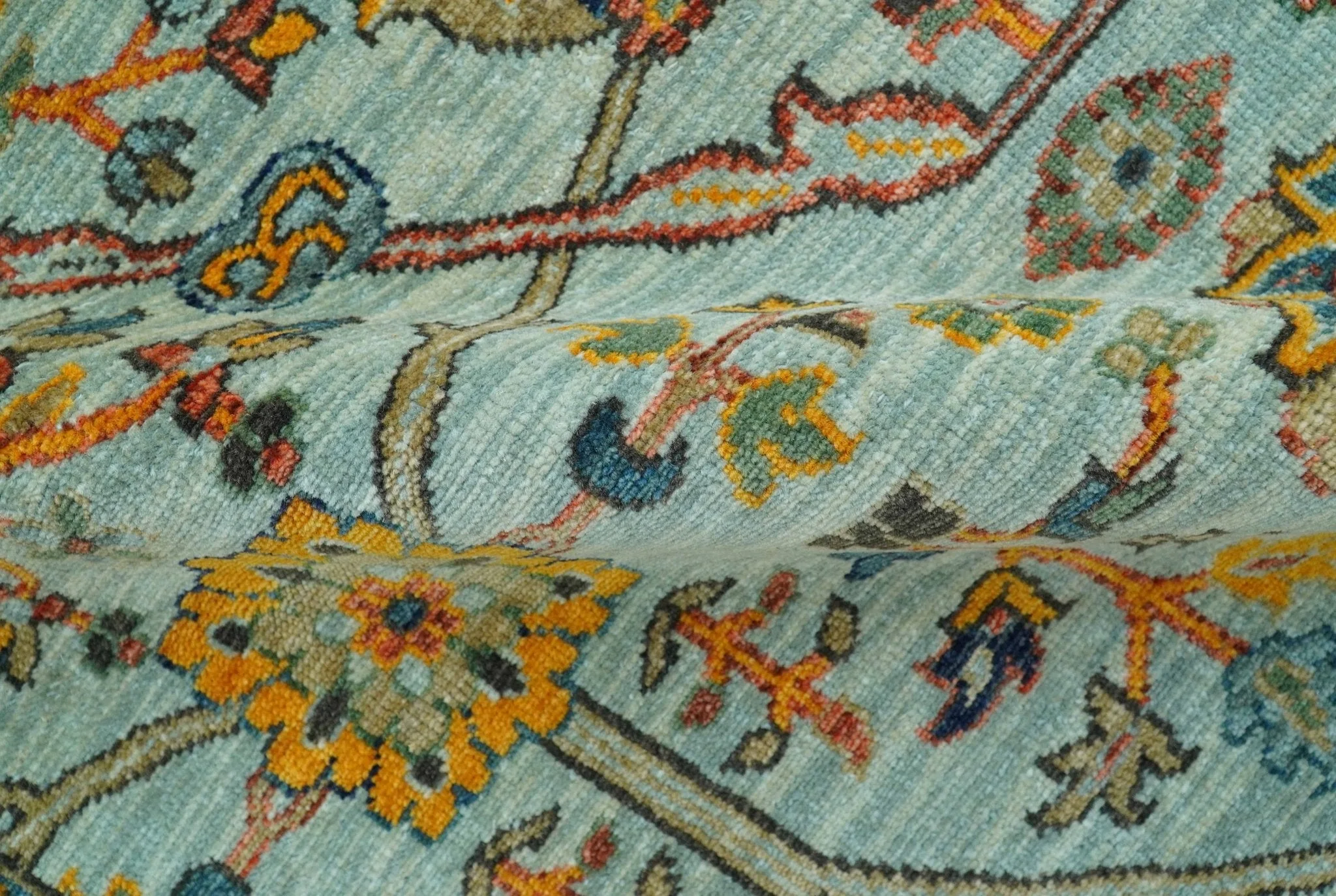 Blue Traditional Turkish knot fine 9.6x12 Hand knotted Wool Area Rug - Image 8