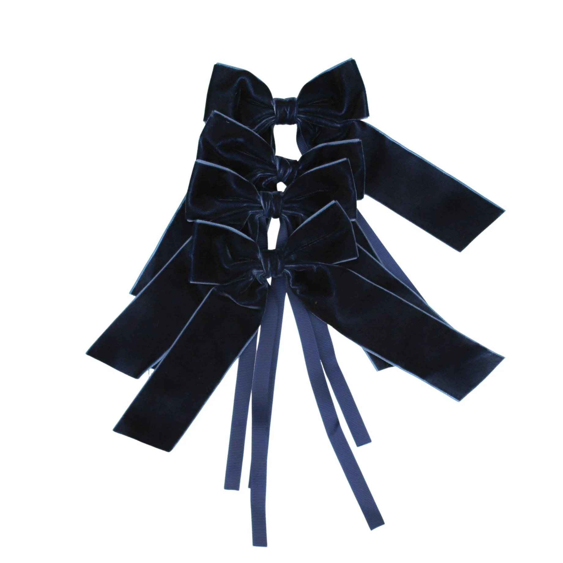 Blue Velvet Napkin Bow Tie - Set of 6 - Image 2