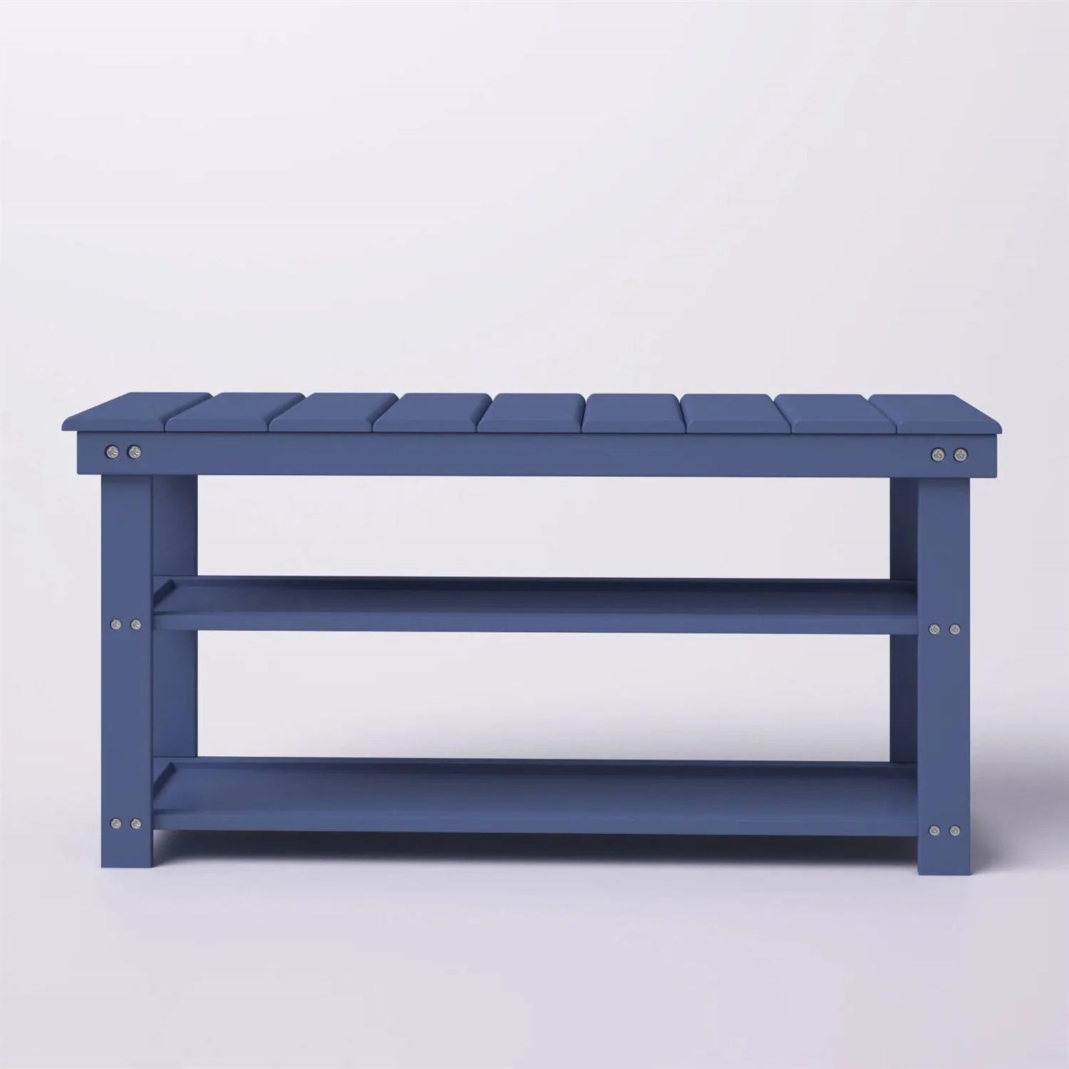 Blue Wood 2-Shelf Shoe Rack Storage Bench - 150 lbs. Weight Capacity - Image 3