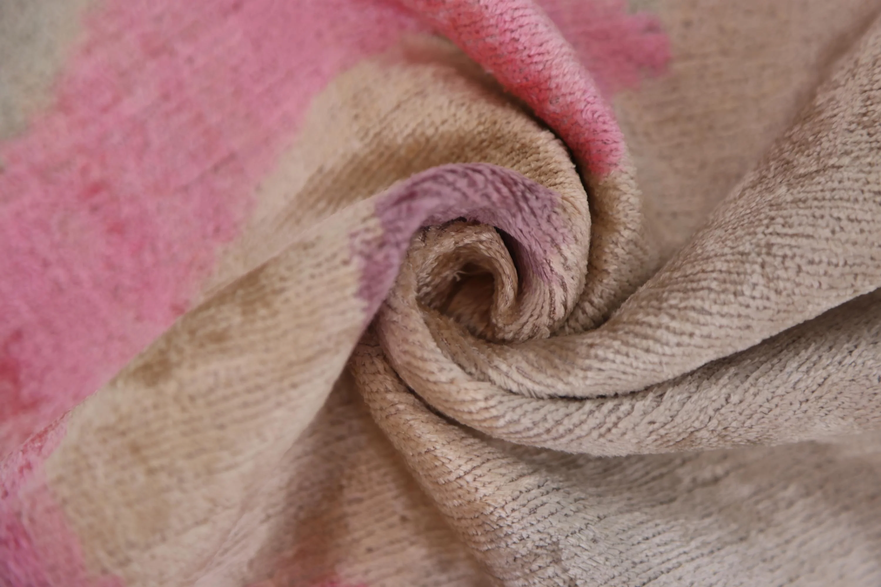 Blush Abstract Silk Velvet Lumbar Pillow, Vegetable Dyed – 16x24 in - Image 2