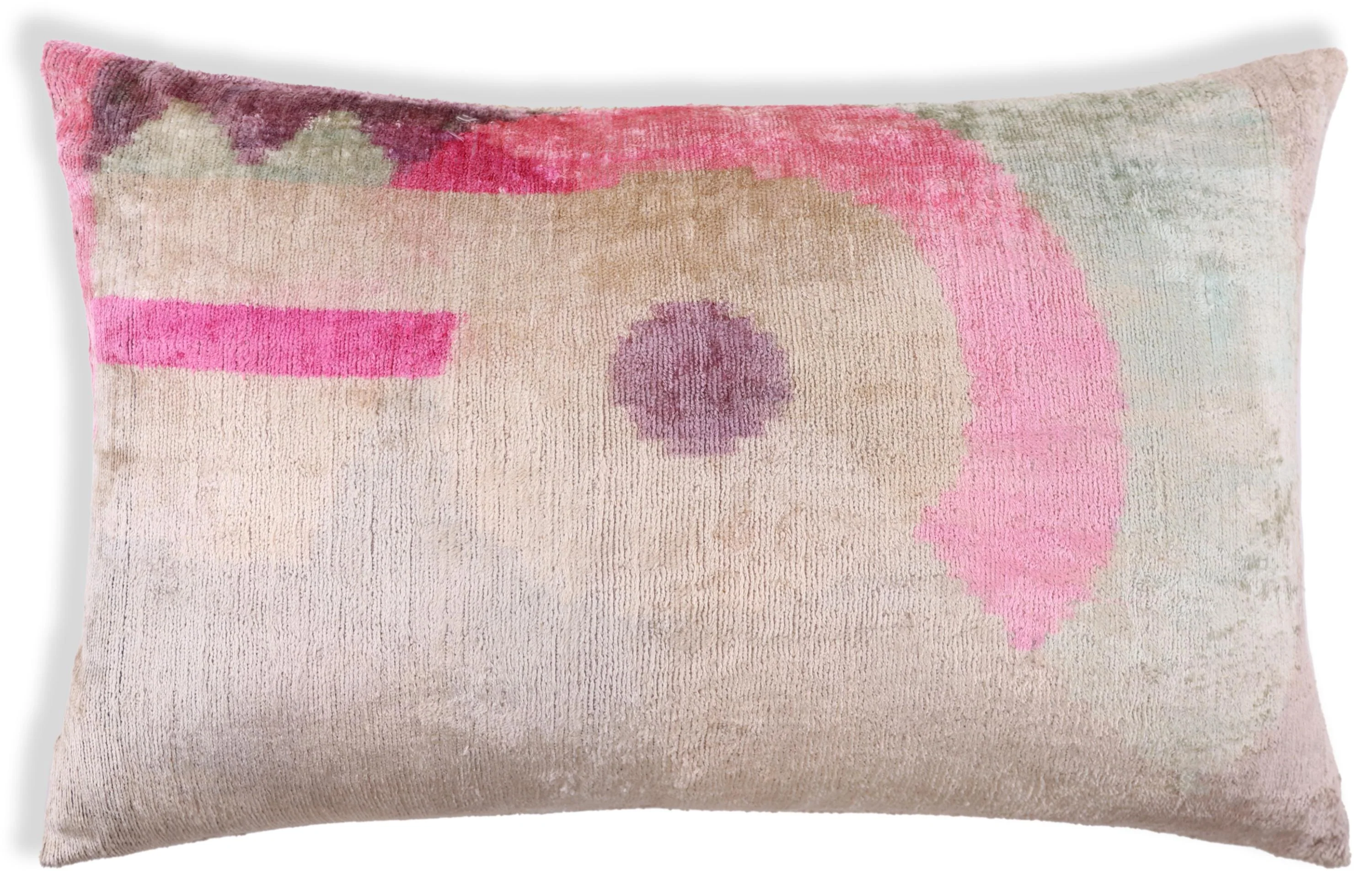 Blush Abstract Silk Velvet Lumbar Pillow, Vegetable Dyed – 16x24 in - Image 5